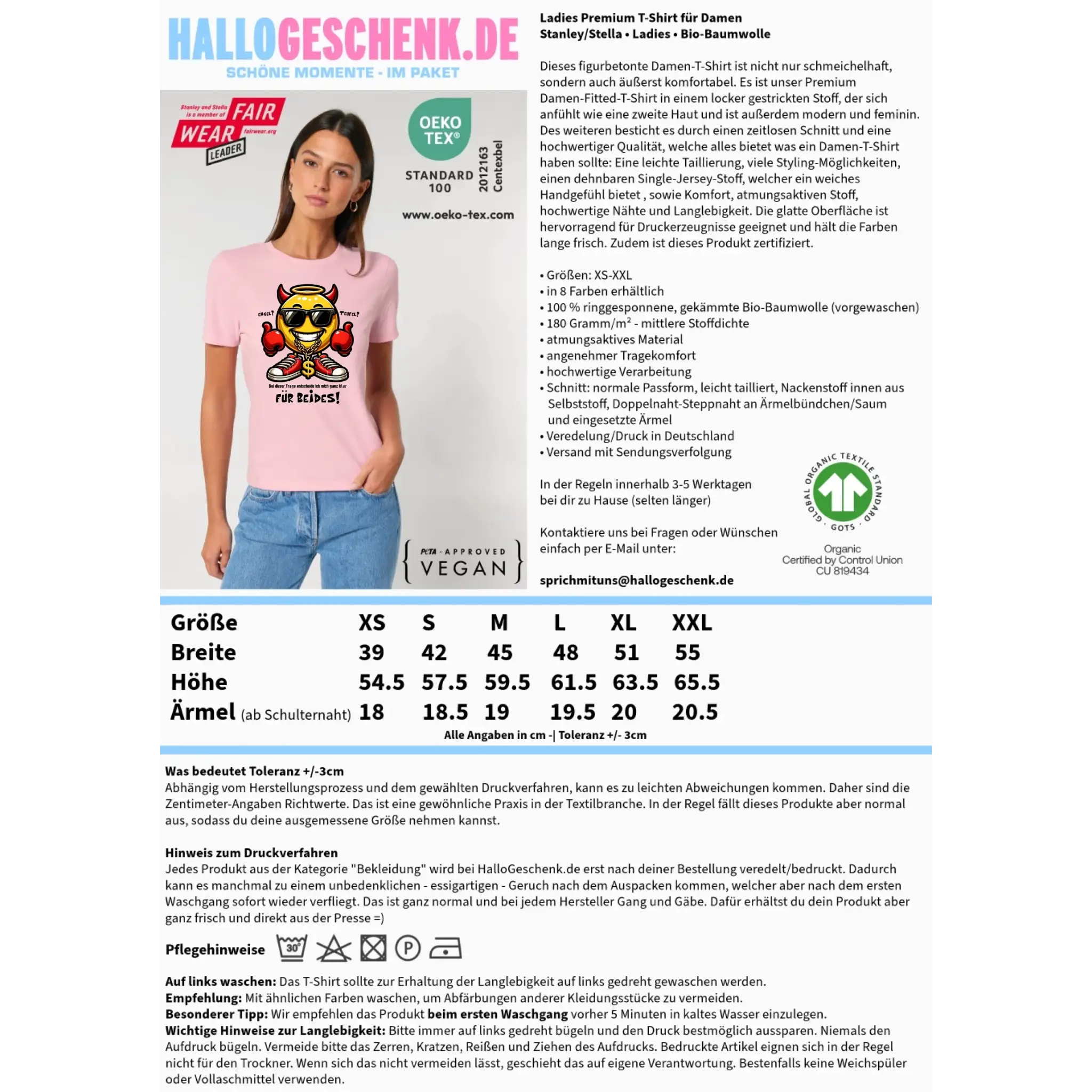 Engel? Teufel? Beides! • Ladies Premium T-Shirt XS-2XL aus Bio-Baumwolle für Damen • Exklusivdesign • personalisiert