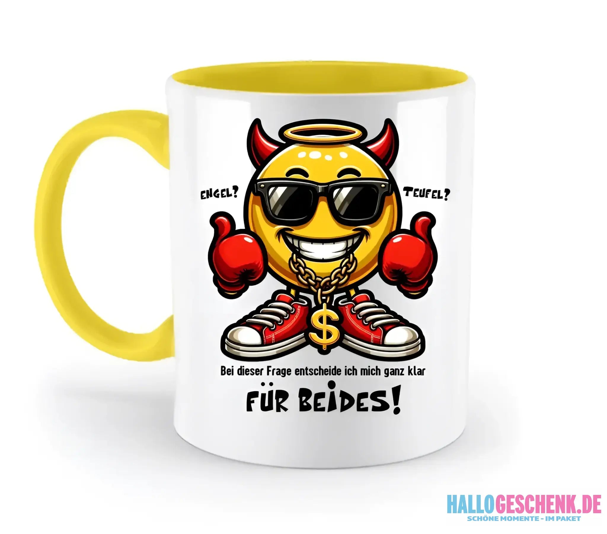 Engel? Teufel? Beides • zweifarbige Tasse • Exklusivdesign • personalisiert