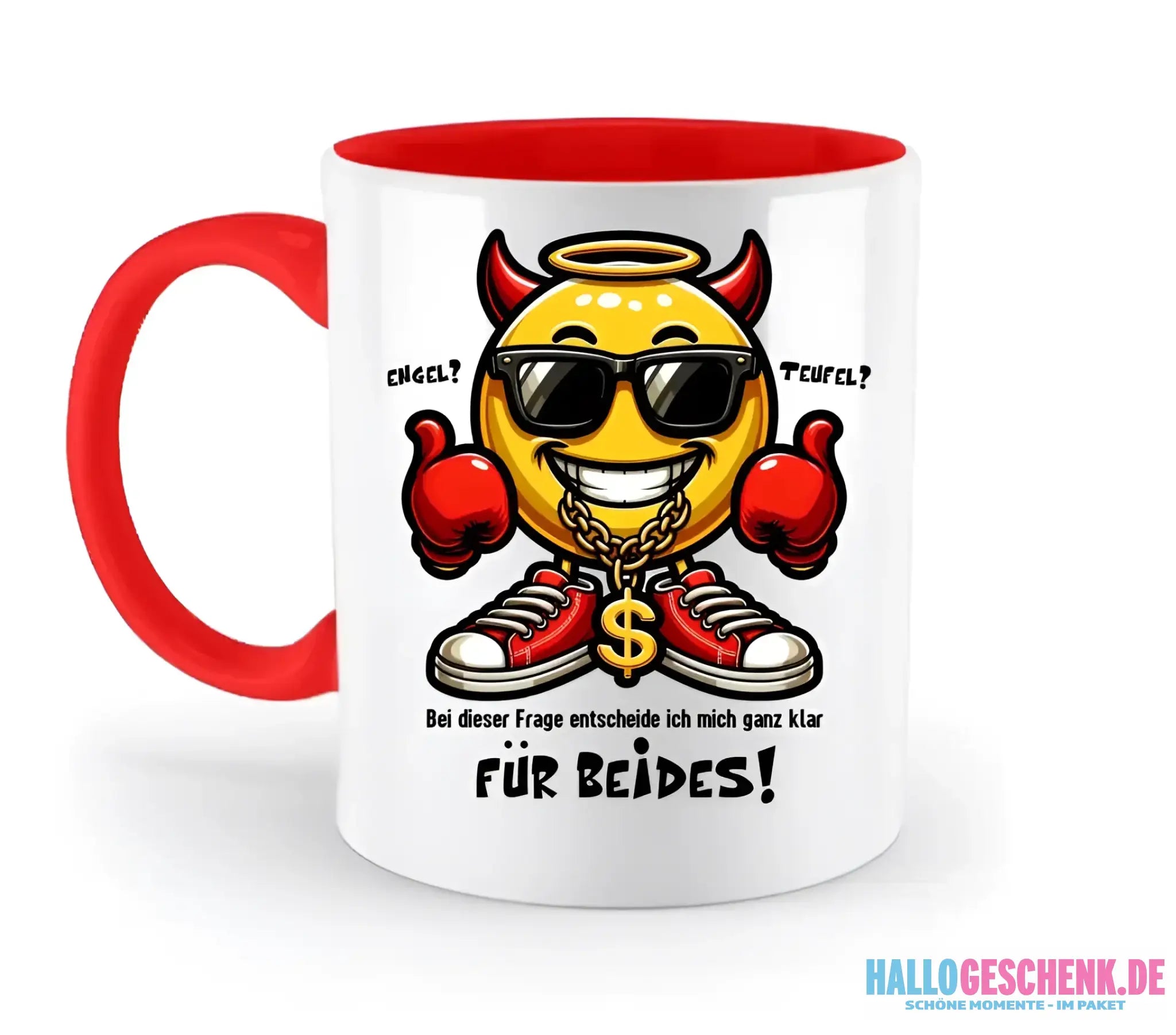 Engel? Teufel? Beides • zweifarbige Tasse • Exklusivdesign • personalisiert