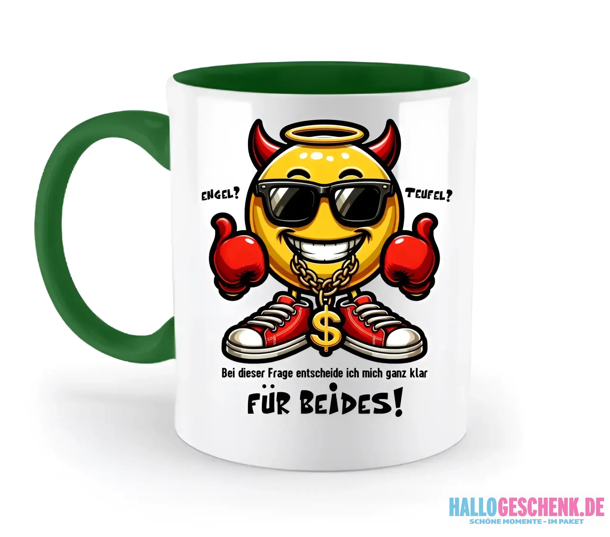 Engel? Teufel? Beides • zweifarbige Tasse • Exklusivdesign • personalisiert