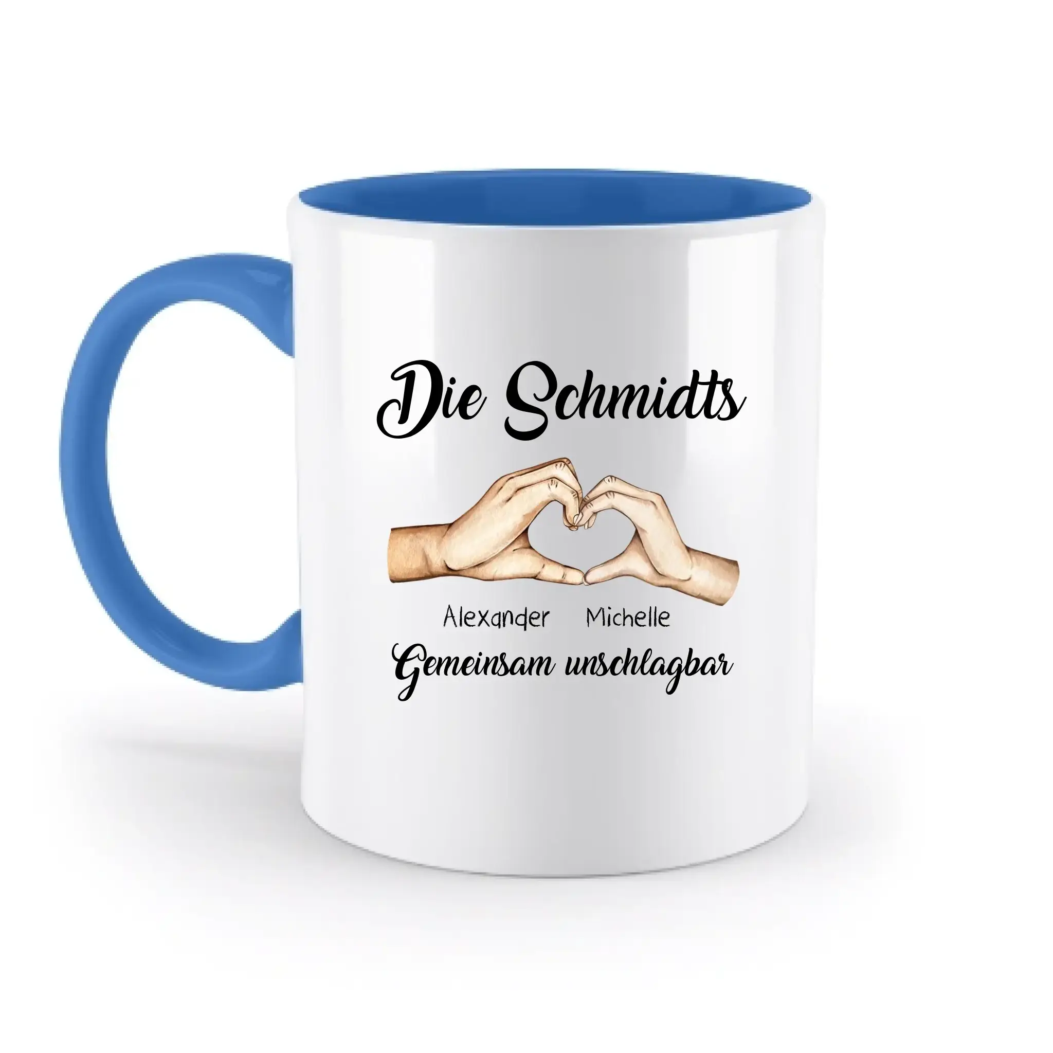 Familienbande 0-7 Kinder • zweifarbige Tasse (spülmaschinenfest) • personalisierbar - zweifarbige Tasse