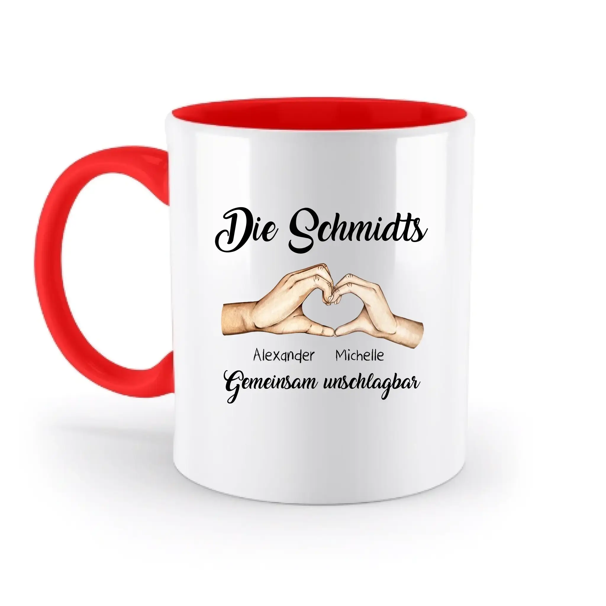 Familienbande 0-7 Kinder • zweifarbige Tasse (spülmaschinenfest) • personalisierbar - zweifarbige Tasse
