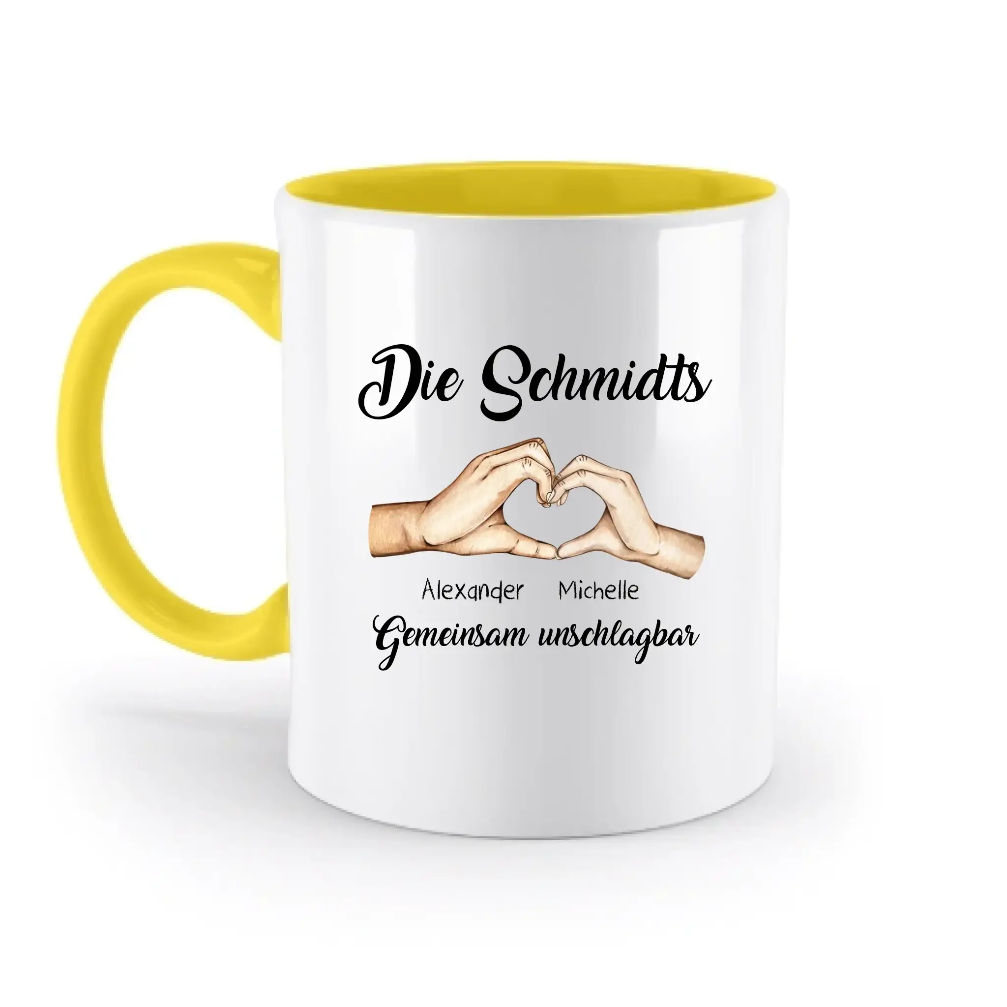 Familienbande 0-7 Kinder • zweifarbige Tasse (spülmaschinenfest) • personalisierbar - zweifarbige Tasse