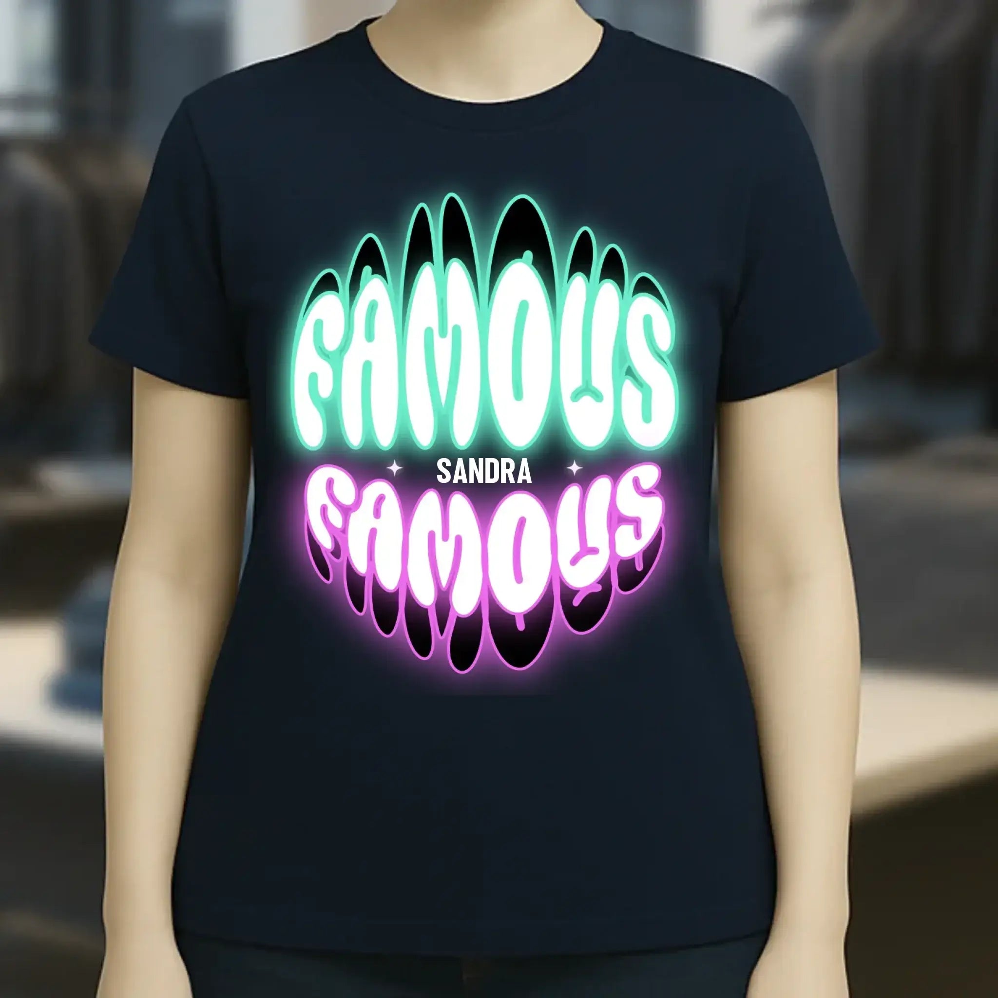 FAMOUS + Name • Frau • personalisierter Text • Ladies Premium T-Shirt XS-2XL aus Bio-Baumwolle für Damen • Exklusivdesign • personalisiert • Motivauswahl • personalisierbar