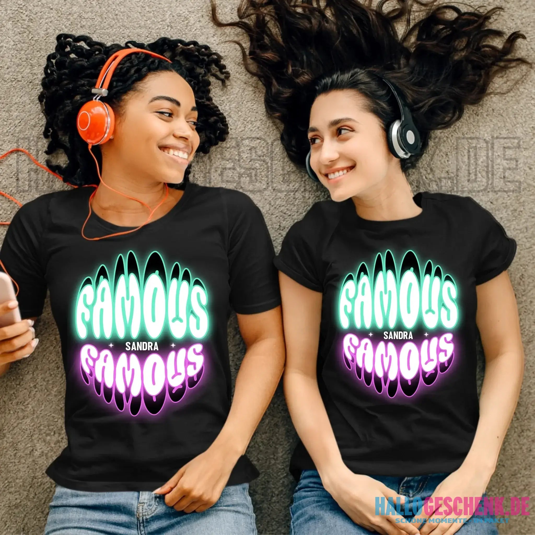 FAMOUS + Name • Frau • personalisierter Text • Ladies Premium T-Shirt XS-2XL aus Bio-Baumwolle für Damen • Exklusivdesign • personalisiert • Motivauswahl • personalisierbar
