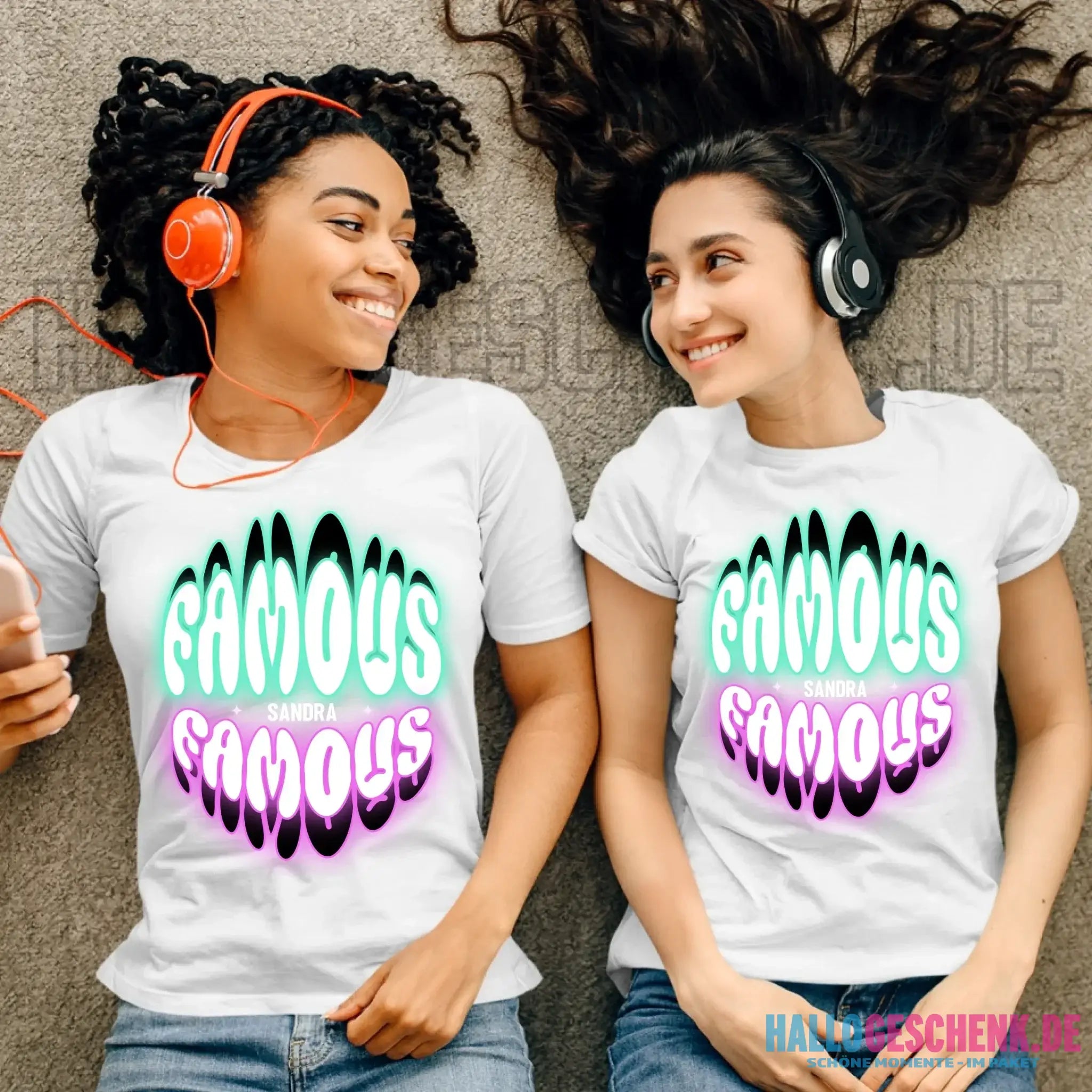 FAMOUS + Name • Frau • personalisierter Text • Ladies Premium T-Shirt XS-2XL aus Bio-Baumwolle für Damen • Exklusivdesign • personalisiert • Motivauswahl • personalisierbar