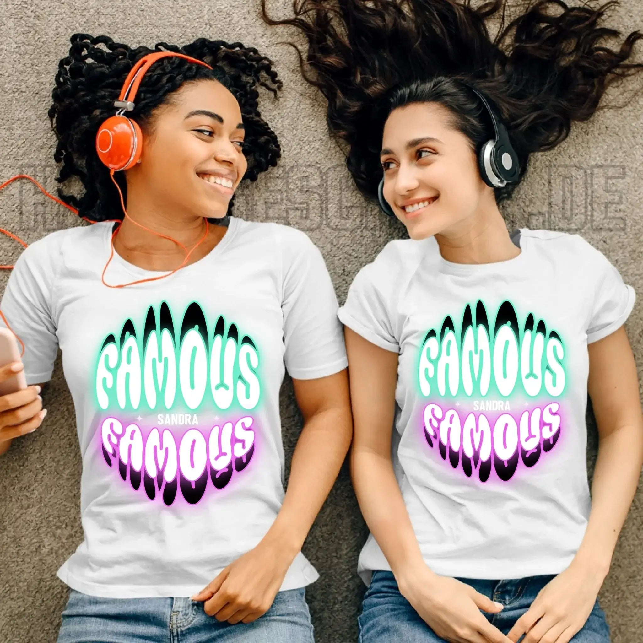 FAMOUS + Name • Frau • personalisierter Text • Ladies Premium T-Shirt XS-2XL aus Bio-Baumwolle für Damen • Exklusivdesign • personalisiert • Motivauswahl • personalisierbar