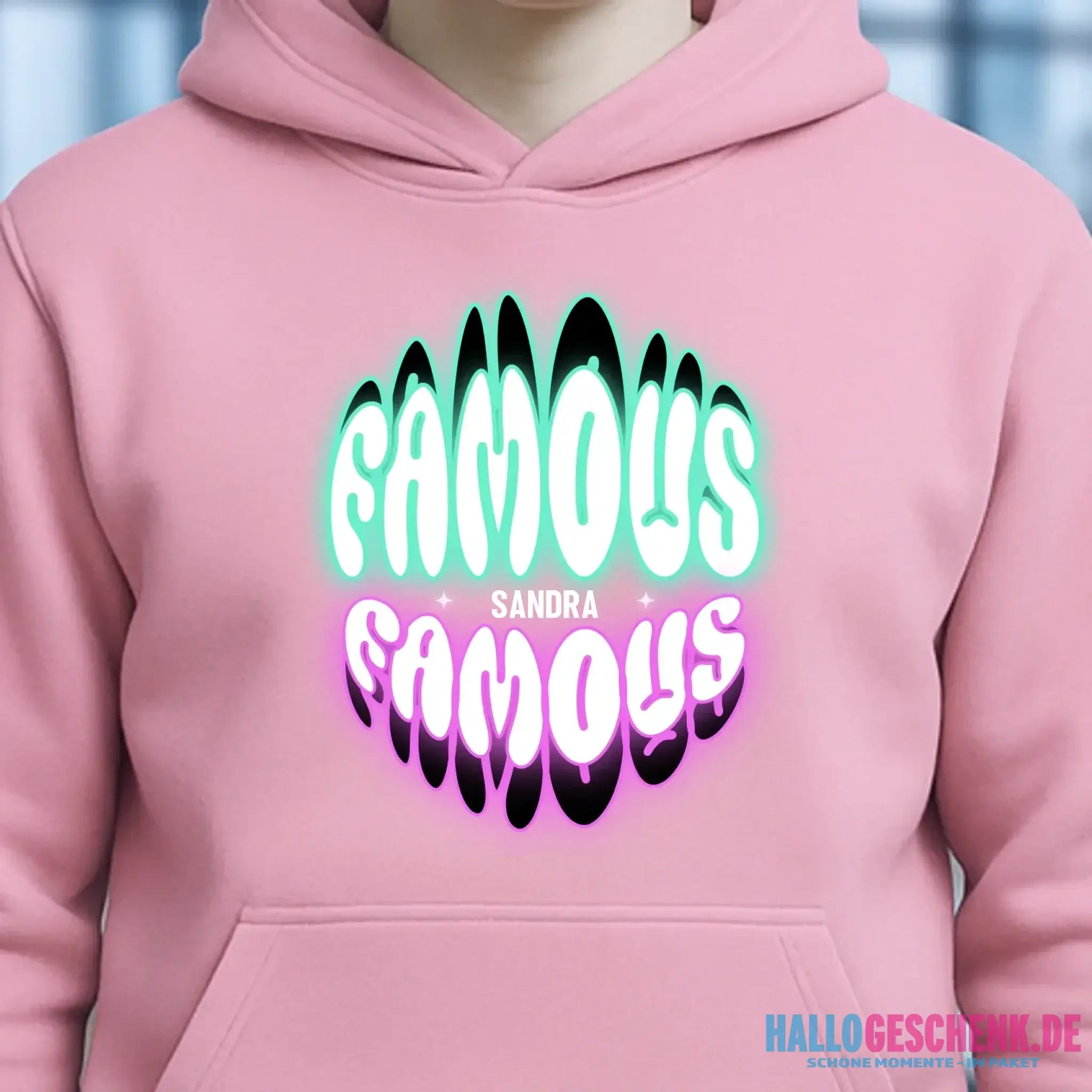 FAMOUS + Name • personalisierter Text • Unisex Premium Hoodie XS-5XL aus Bio-Baumwolle für Damen & Herren • Exklusivdesign • personalisiert