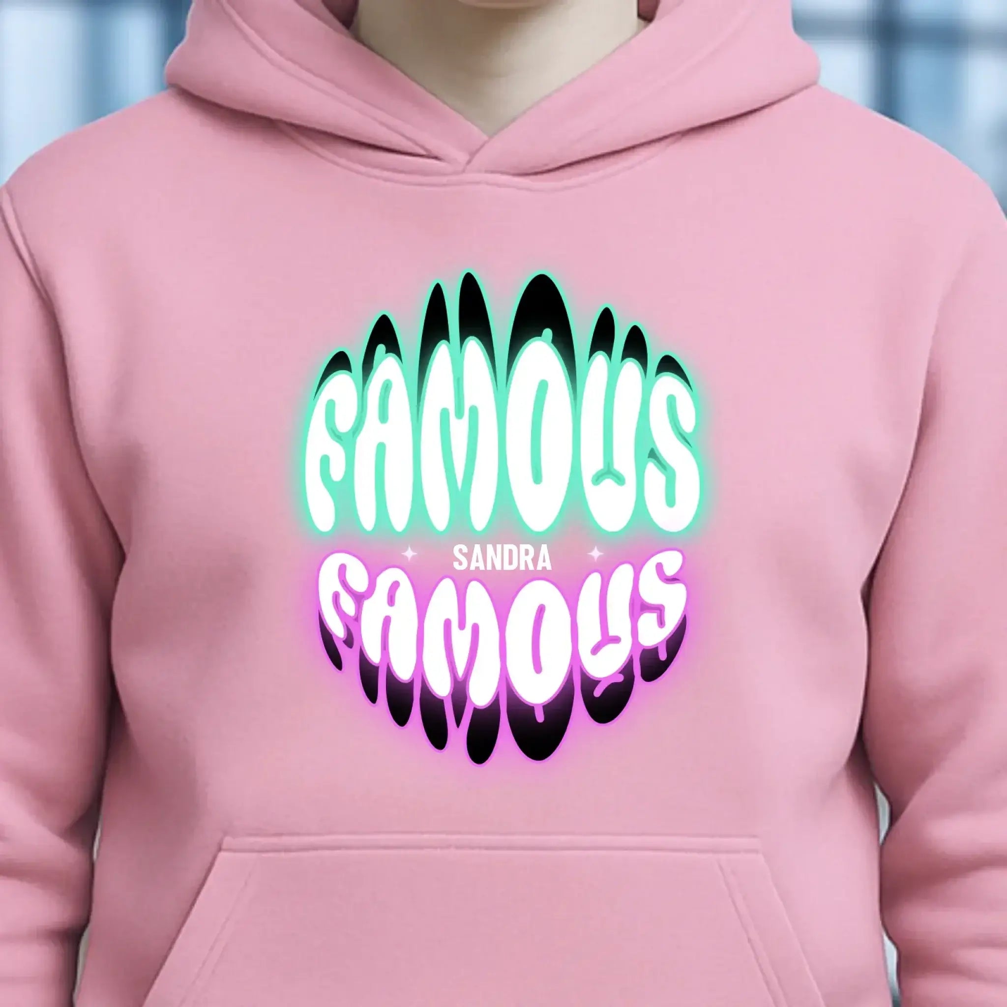 FAMOUS + Name • personalisierter Text • Unisex Premium Hoodie XS-5XL aus Bio-Baumwolle für Damen & Herren • Exklusivdesign • personalisiert