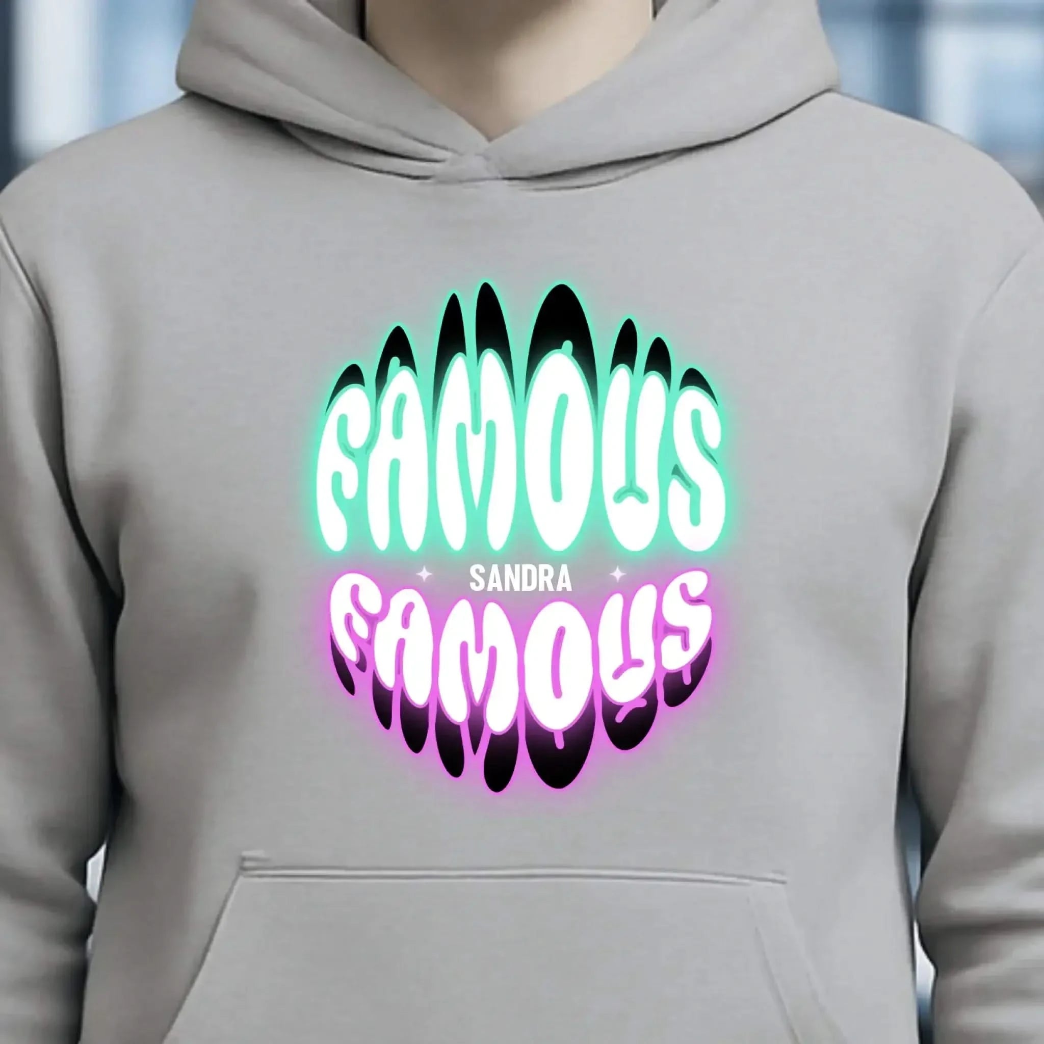 FAMOUS + Name • personalisierter Text • Unisex Premium Hoodie XS-5XL aus Bio-Baumwolle für Damen & Herren • Exklusivdesign • personalisiert