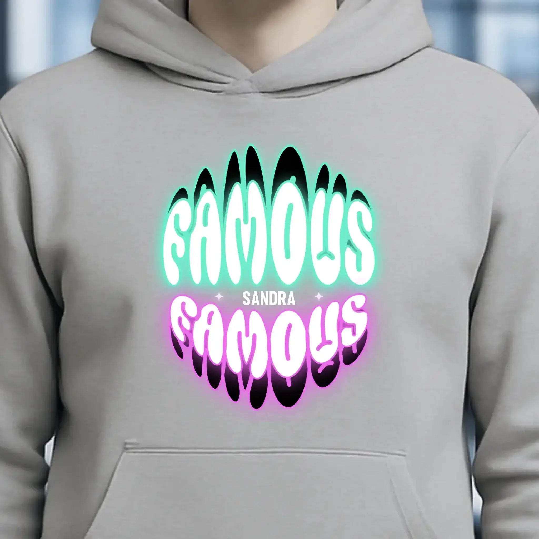 FAMOUS + Name • personalisierter Text • Unisex Premium Hoodie XS-5XL aus Bio-Baumwolle für Damen & Herren • Exklusivdesign • personalisiert