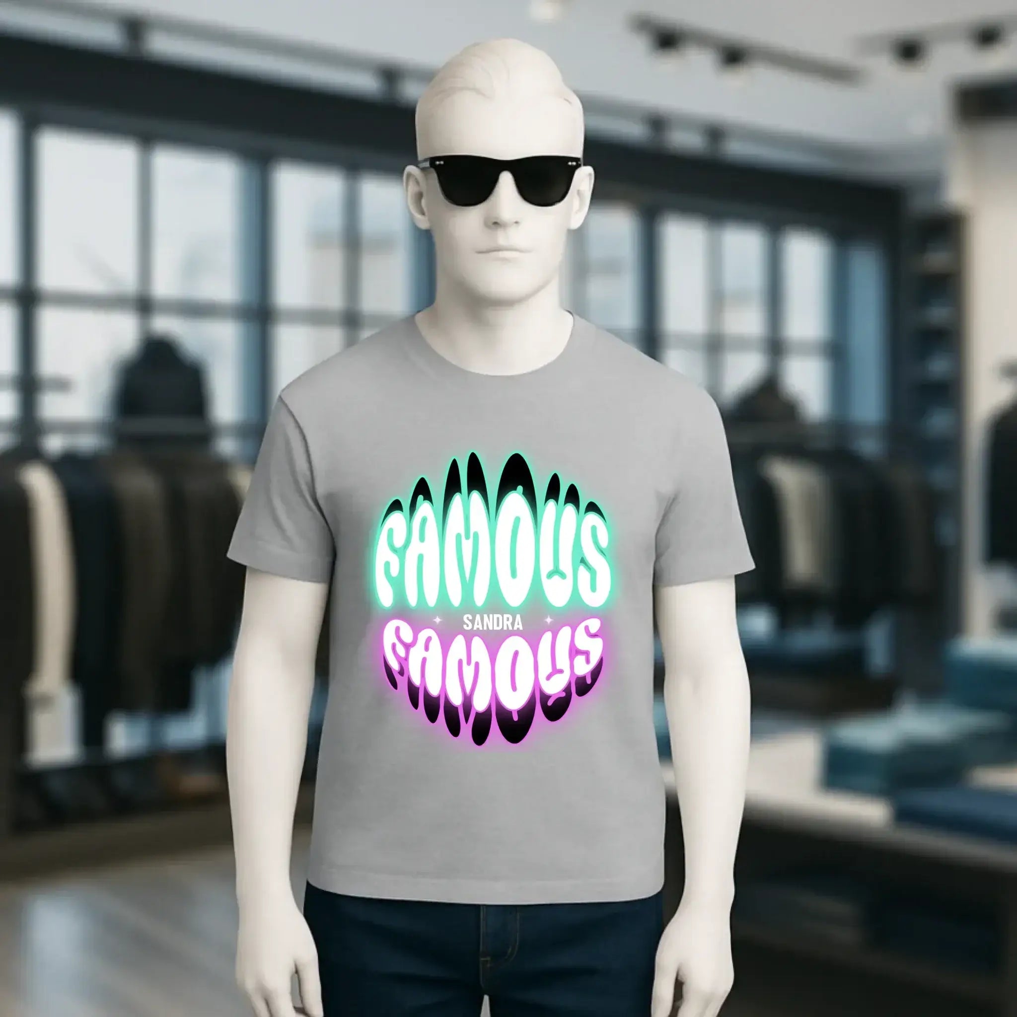 FAMOUS + Name • personalisierter Text • Unisex Premium T-Shirt XS-5XL aus Bio-Baumwolle für Damen & Herren • Exklusivdesign • personalisiert