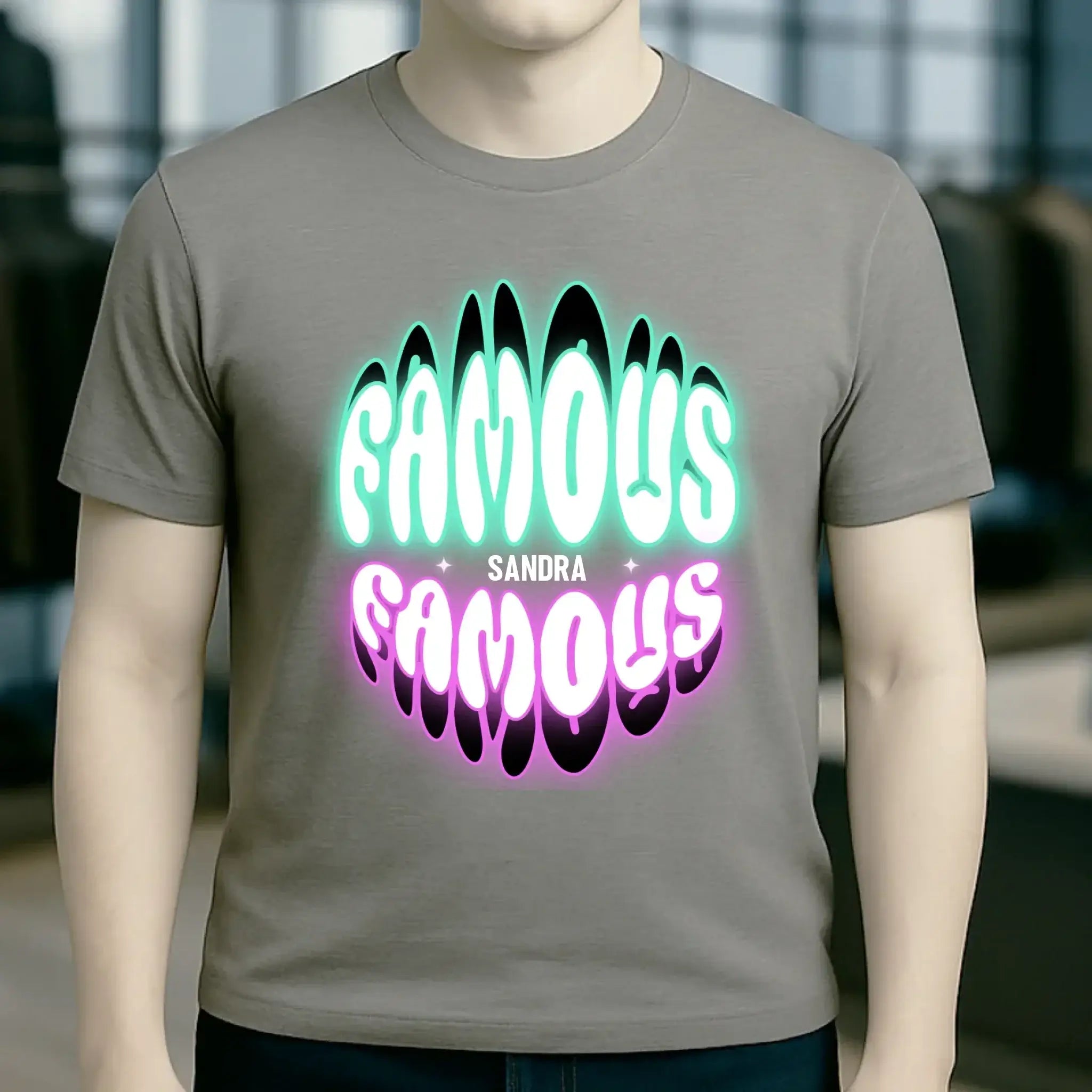 FAMOUS + Name • personalisierter Text • Unisex Premium T-Shirt XS-5XL aus Bio-Baumwolle für Damen & Herren • Exklusivdesign • personalisiert