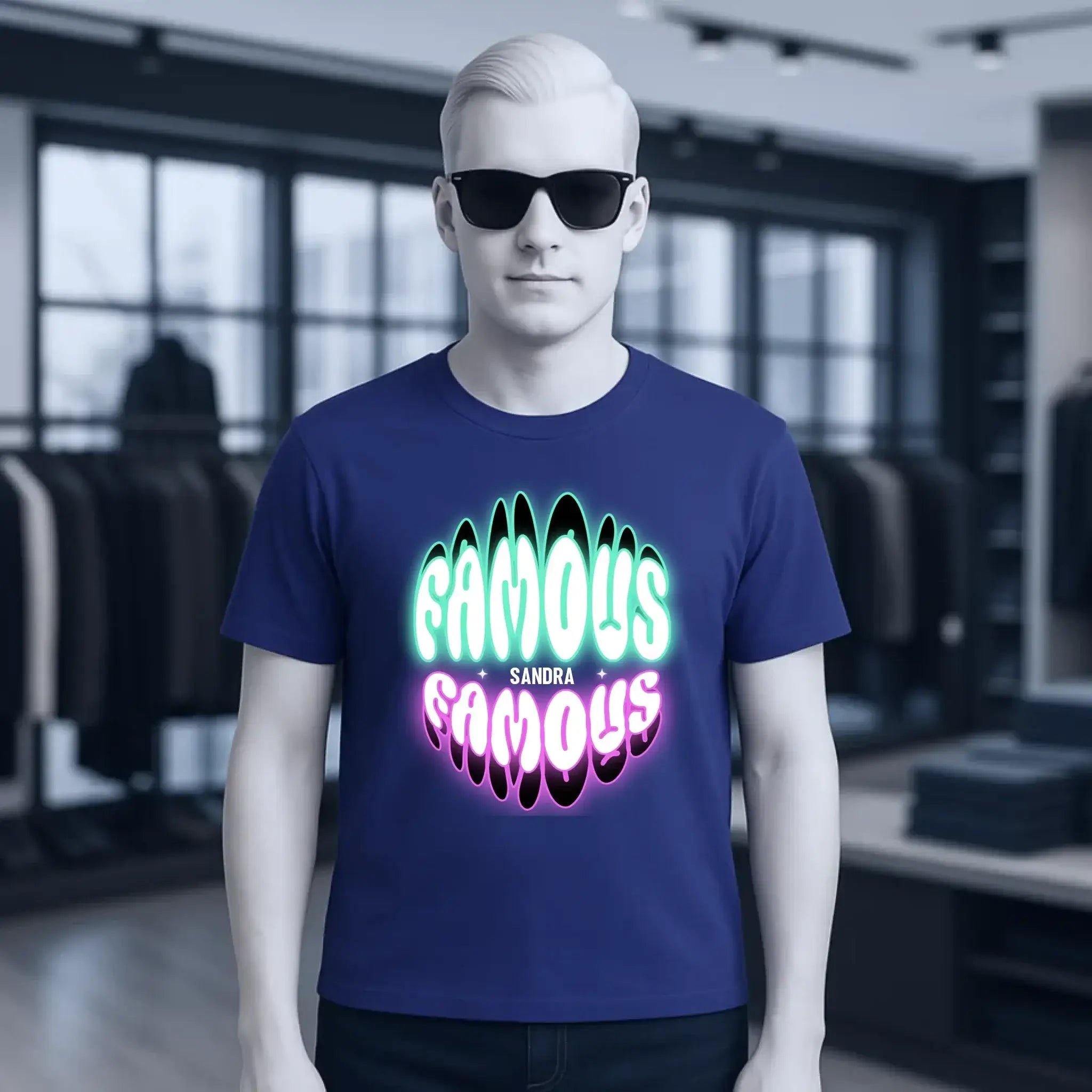 FAMOUS + Name • personalisierter Text • Unisex Premium T-Shirt XS-5XL aus Bio-Baumwolle für Damen & Herren • Exklusivdesign • personalisiert