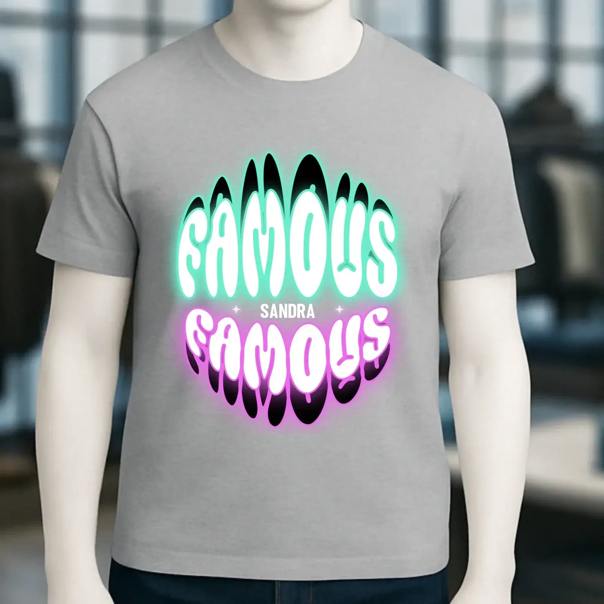 FAMOUS + Name • personalisierter Text • Unisex Premium T-Shirt XS-5XL aus Bio-Baumwolle für Damen & Herren • Exklusivdesign • personalisiert