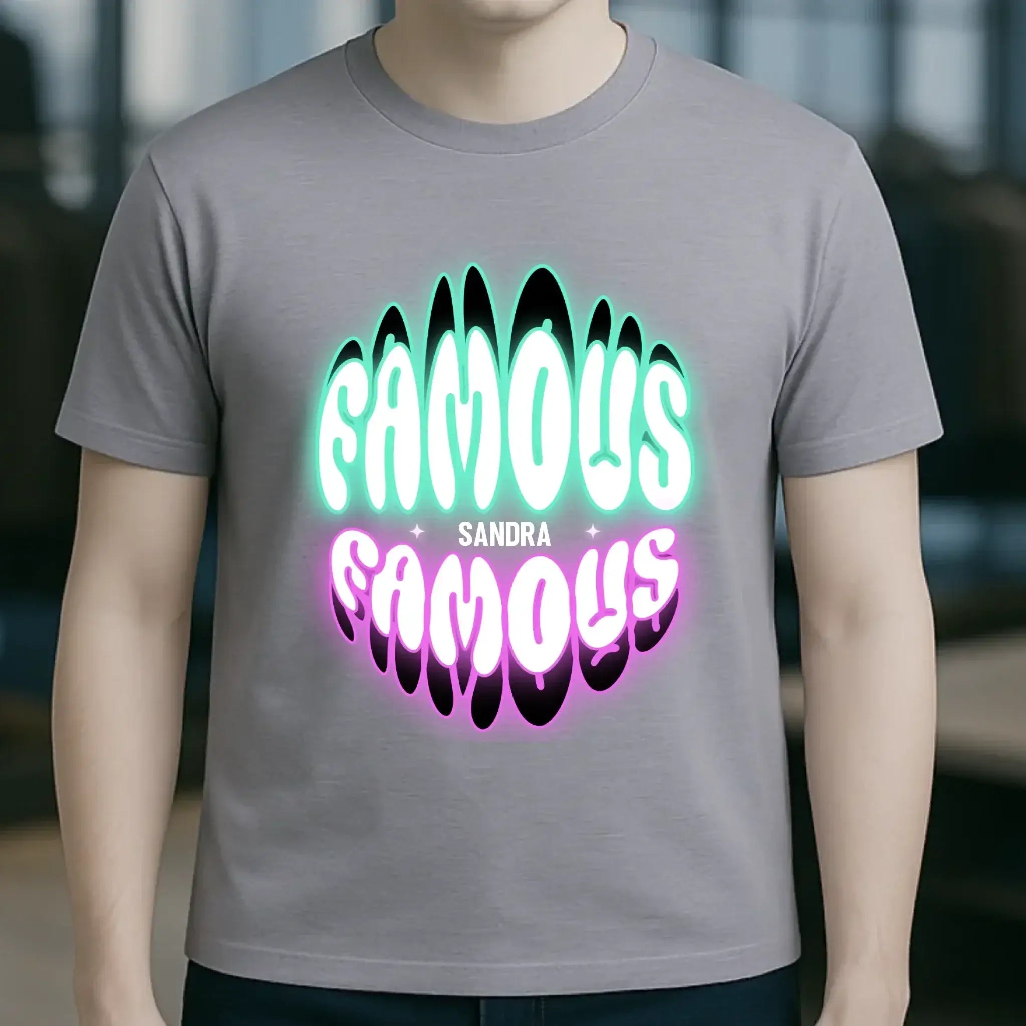 FAMOUS + Name • personalisierter Text • Unisex Premium T-Shirt XS-5XL aus Bio-Baumwolle für Damen & Herren • Exklusivdesign • personalisiert