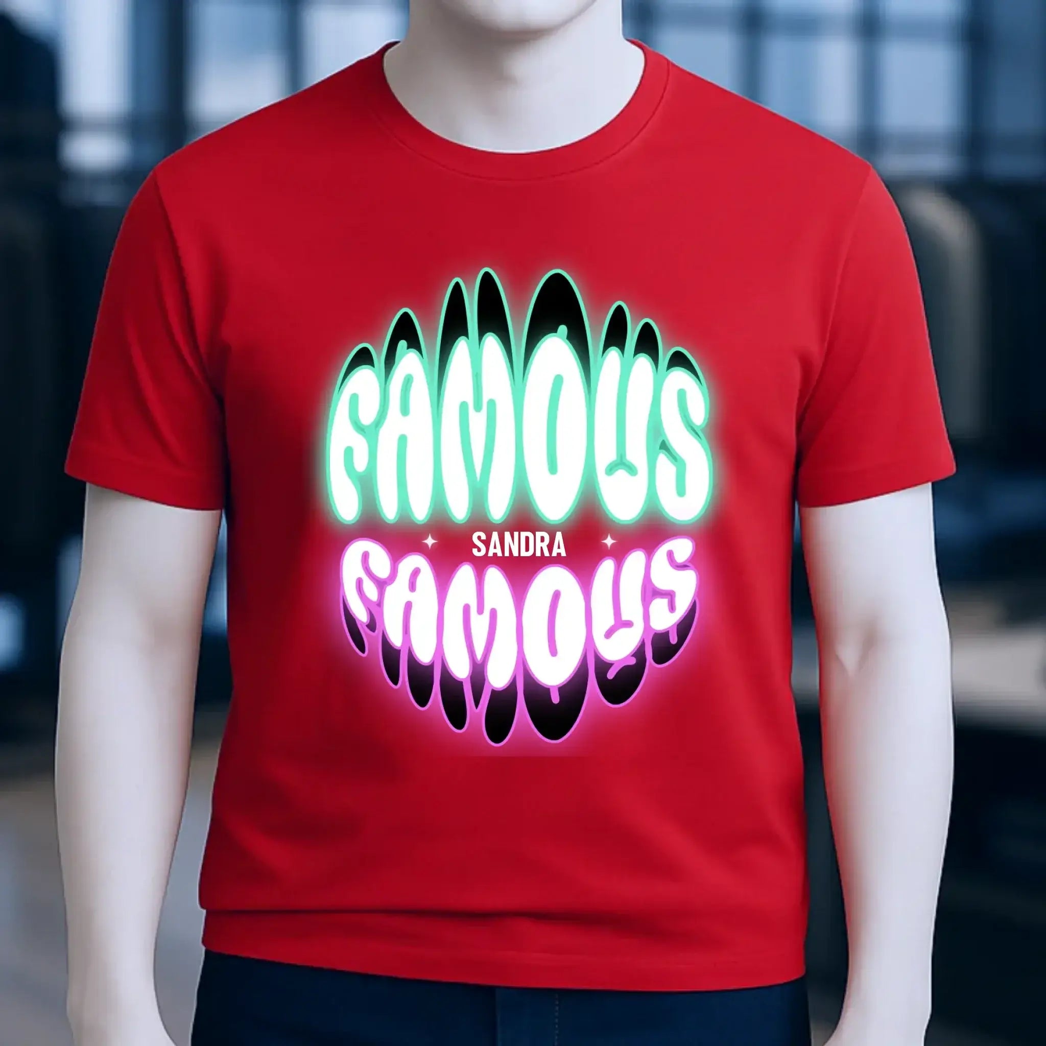 FAMOUS + Name • personalisierter Text • Unisex Premium T-Shirt XS-5XL aus Bio-Baumwolle für Damen & Herren • Exklusivdesign • personalisiert