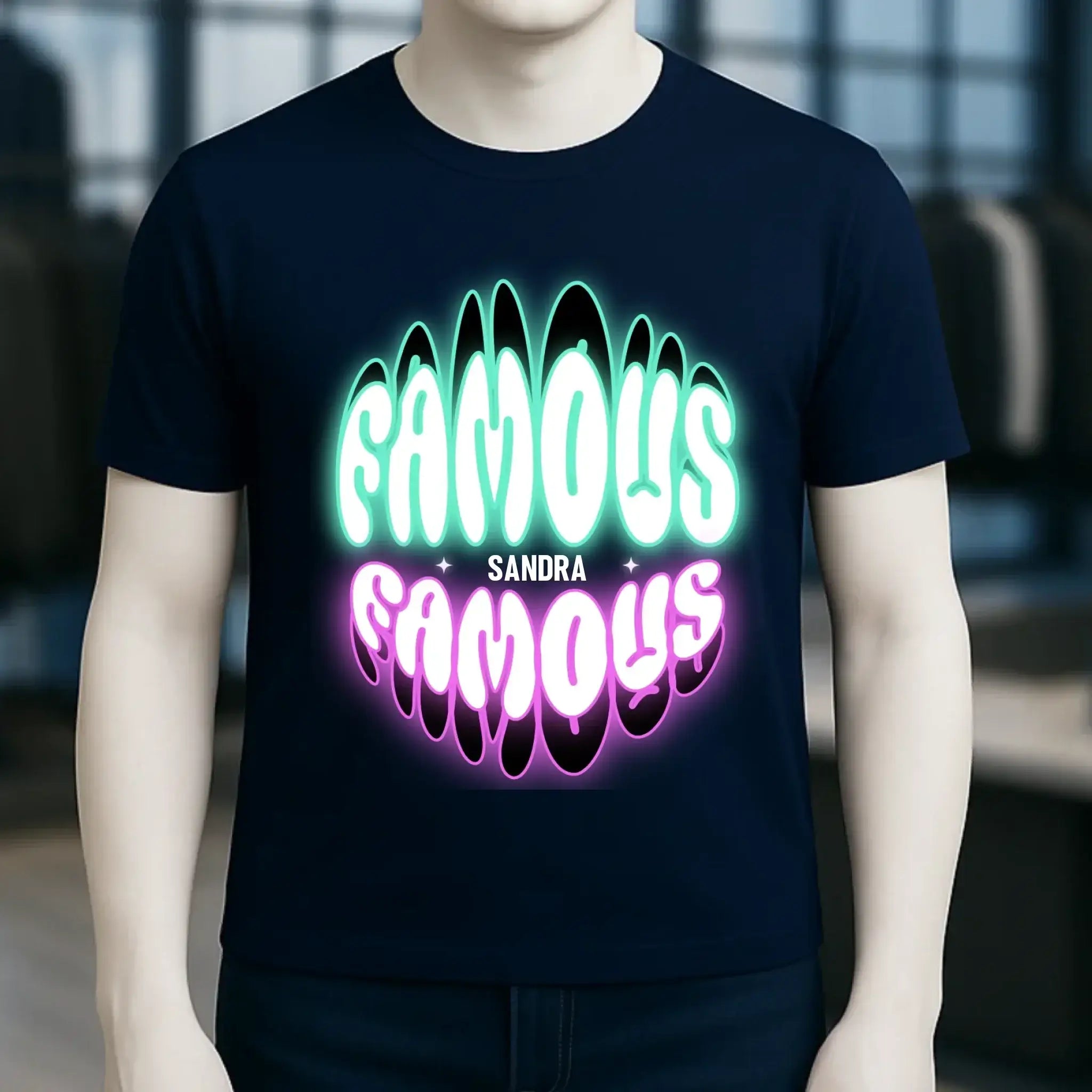 FAMOUS + Name • personalisierter Text • Unisex Premium T-Shirt XS-5XL aus Bio-Baumwolle für Damen & Herren • Exklusivdesign • personalisiert