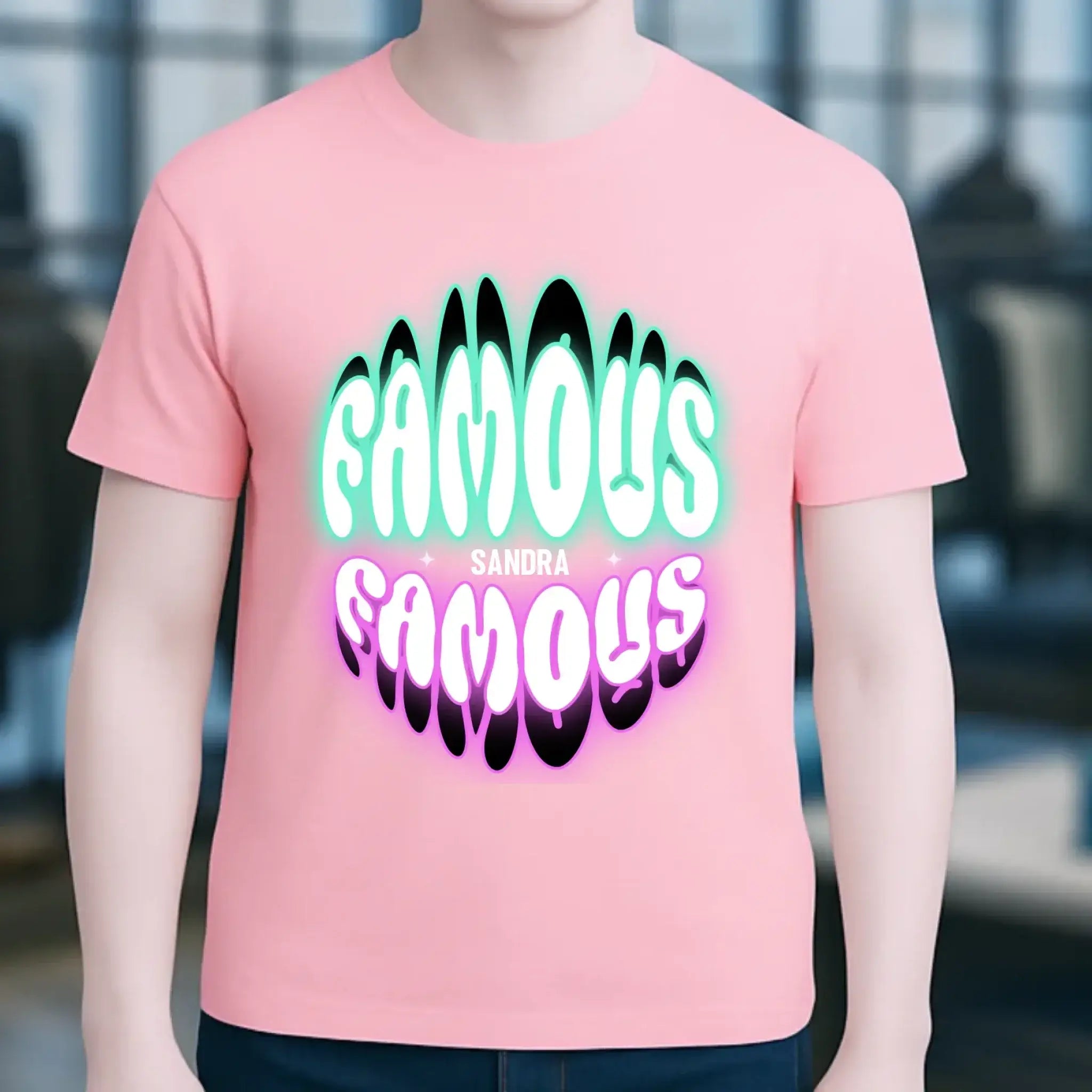 FAMOUS + Name • personalisierter Text • Unisex Premium T-Shirt XS-5XL aus Bio-Baumwolle für Damen & Herren • Exklusivdesign • personalisiert