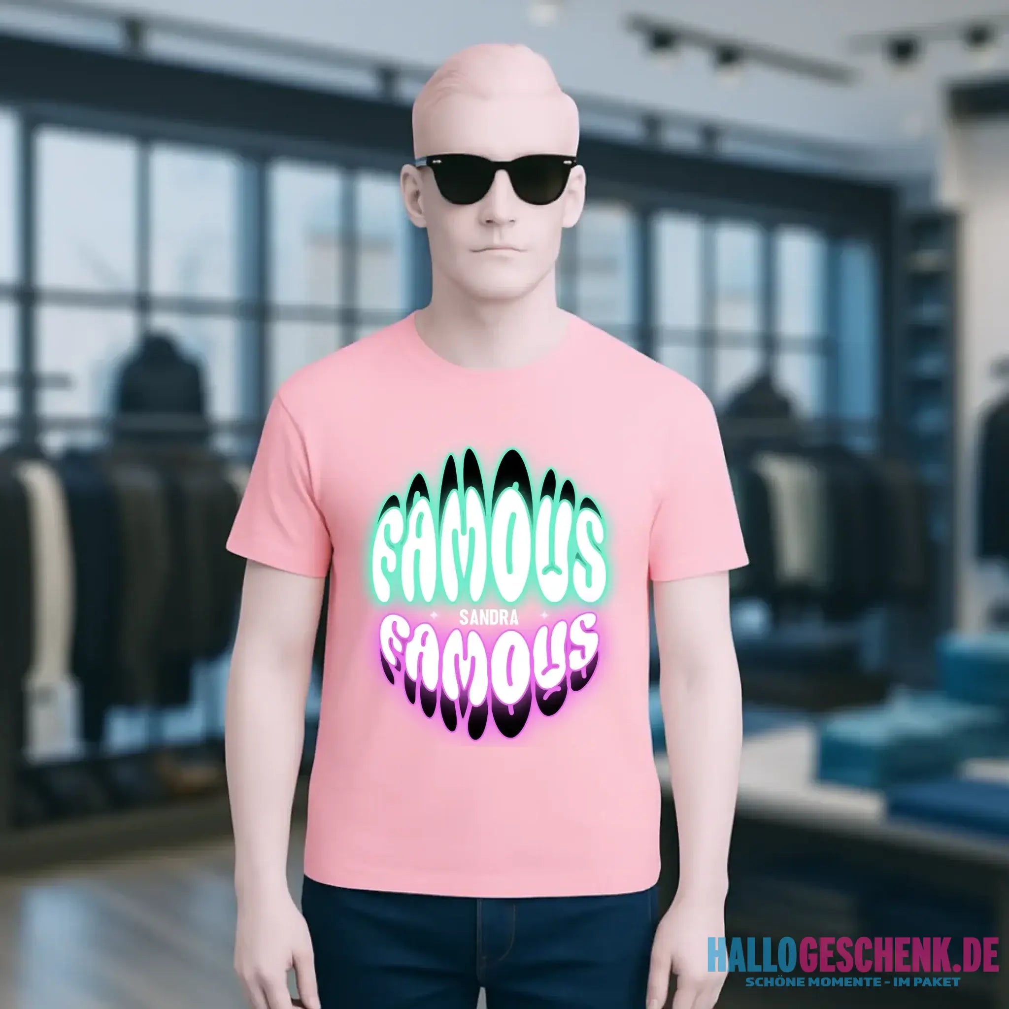 FAMOUS + Name • personalisierter Text • Unisex Premium T-Shirt XS-5XL aus Bio-Baumwolle für Damen & Herren • Exklusivdesign • personalisiert