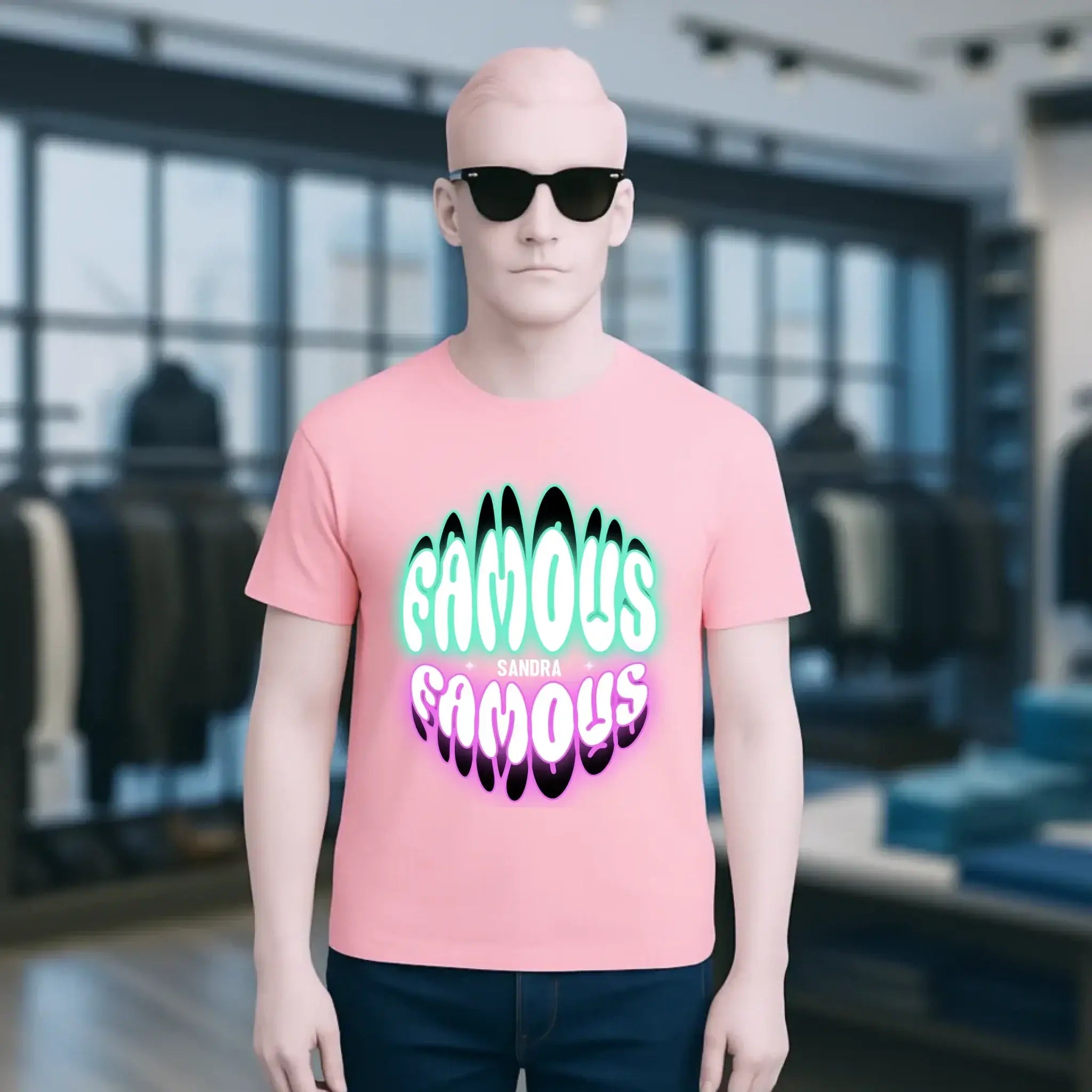 FAMOUS + Name • personalisierter Text • Unisex Premium T-Shirt XS-5XL aus Bio-Baumwolle für Damen & Herren • Exklusivdesign • personalisiert