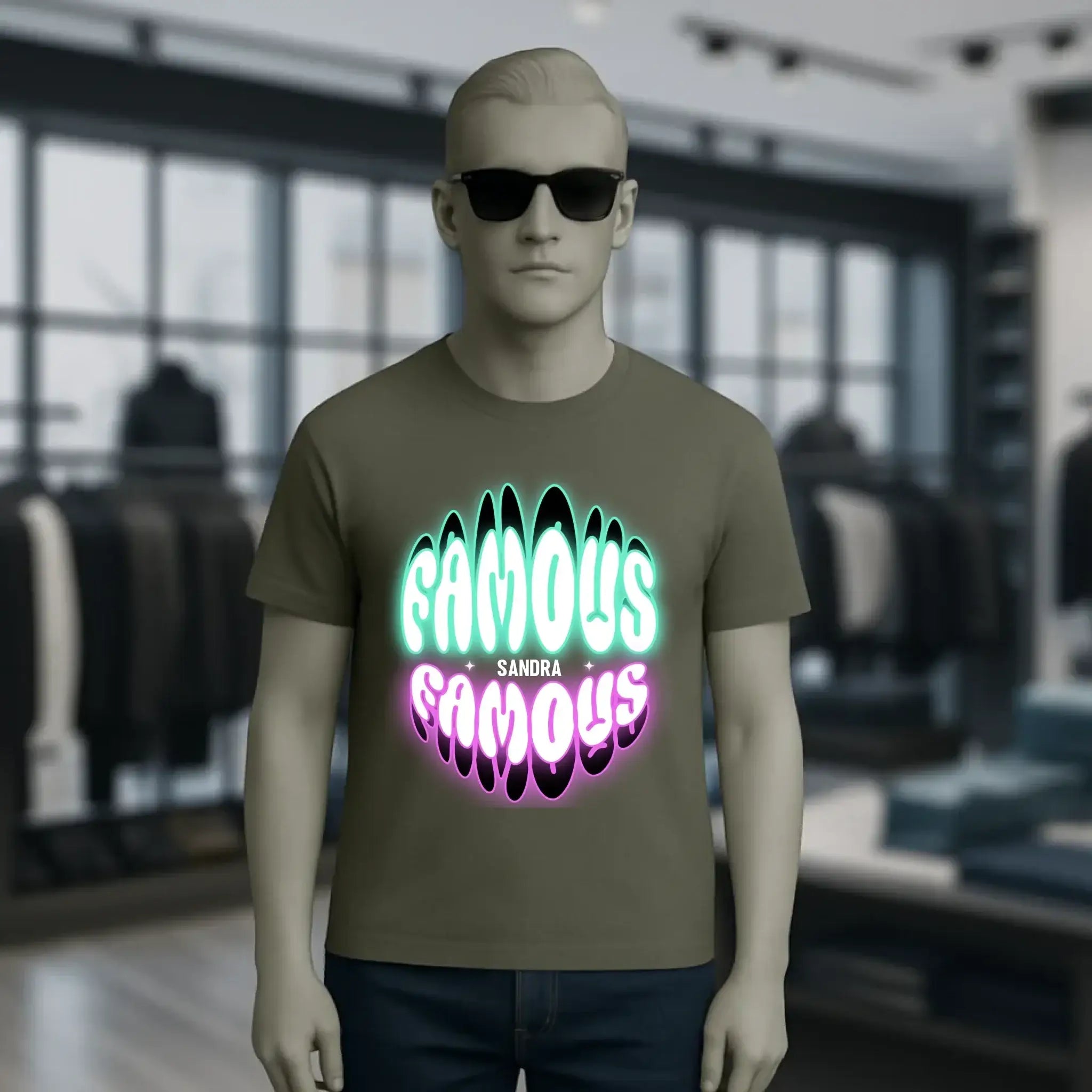 FAMOUS + Name • personalisierter Text • Unisex Premium T-Shirt XS-5XL aus Bio-Baumwolle für Damen & Herren • Exklusivdesign • personalisiert