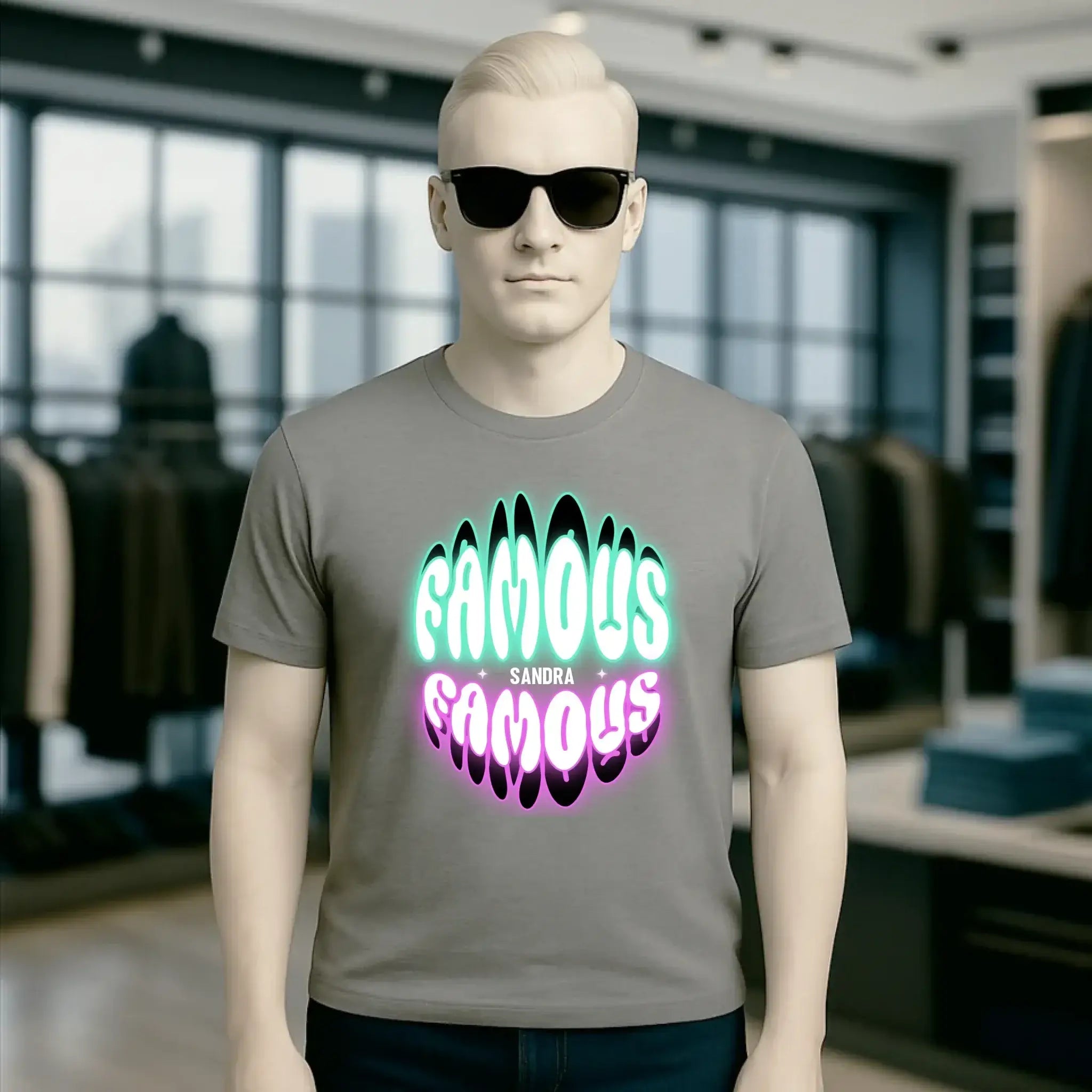 FAMOUS + Name • personalisierter Text • Unisex Premium T-Shirt XS-5XL aus Bio-Baumwolle für Damen & Herren • Exklusivdesign • personalisiert