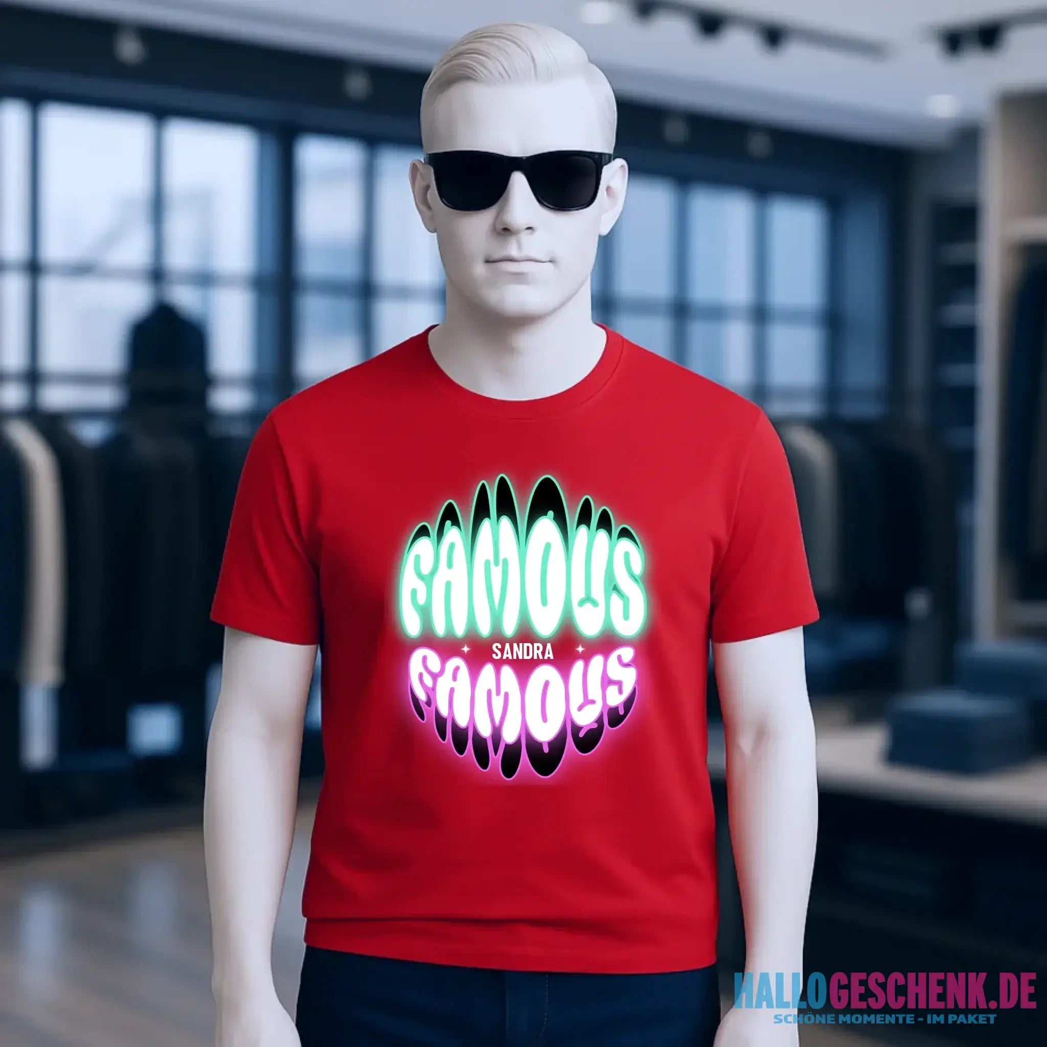 FAMOUS + Name • personalisierter Text • Unisex Premium T-Shirt XS-5XL aus Bio-Baumwolle für Damen & Herren • Exklusivdesign • personalisiert