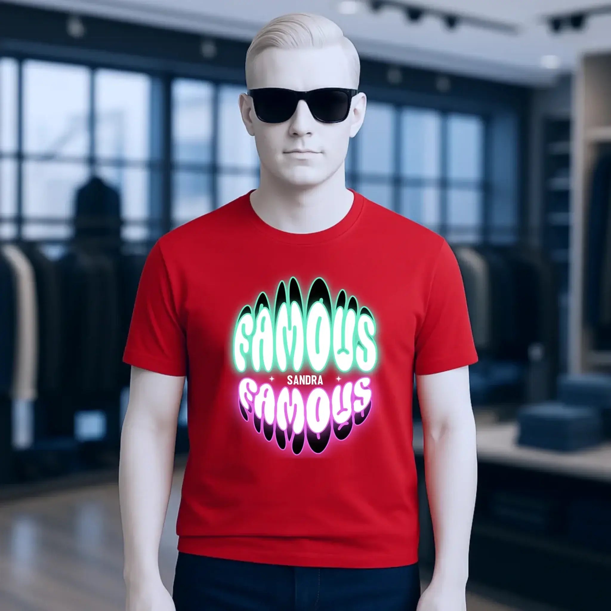 FAMOUS + Name • personalisierter Text • Unisex Premium T-Shirt XS-5XL aus Bio-Baumwolle für Damen & Herren • Exklusivdesign • personalisiert