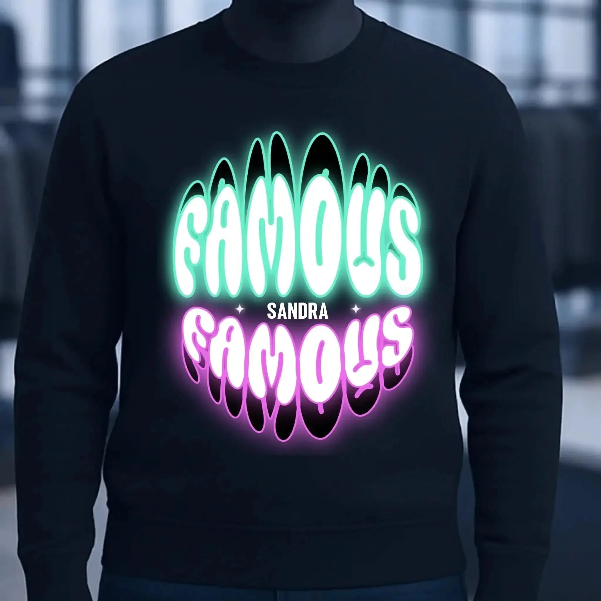 FAMOUS + Name • personalisierter Text • Unisex Sweatshirt Bio-Baumwolle in 4 Farben XS-3XL • personalisiert