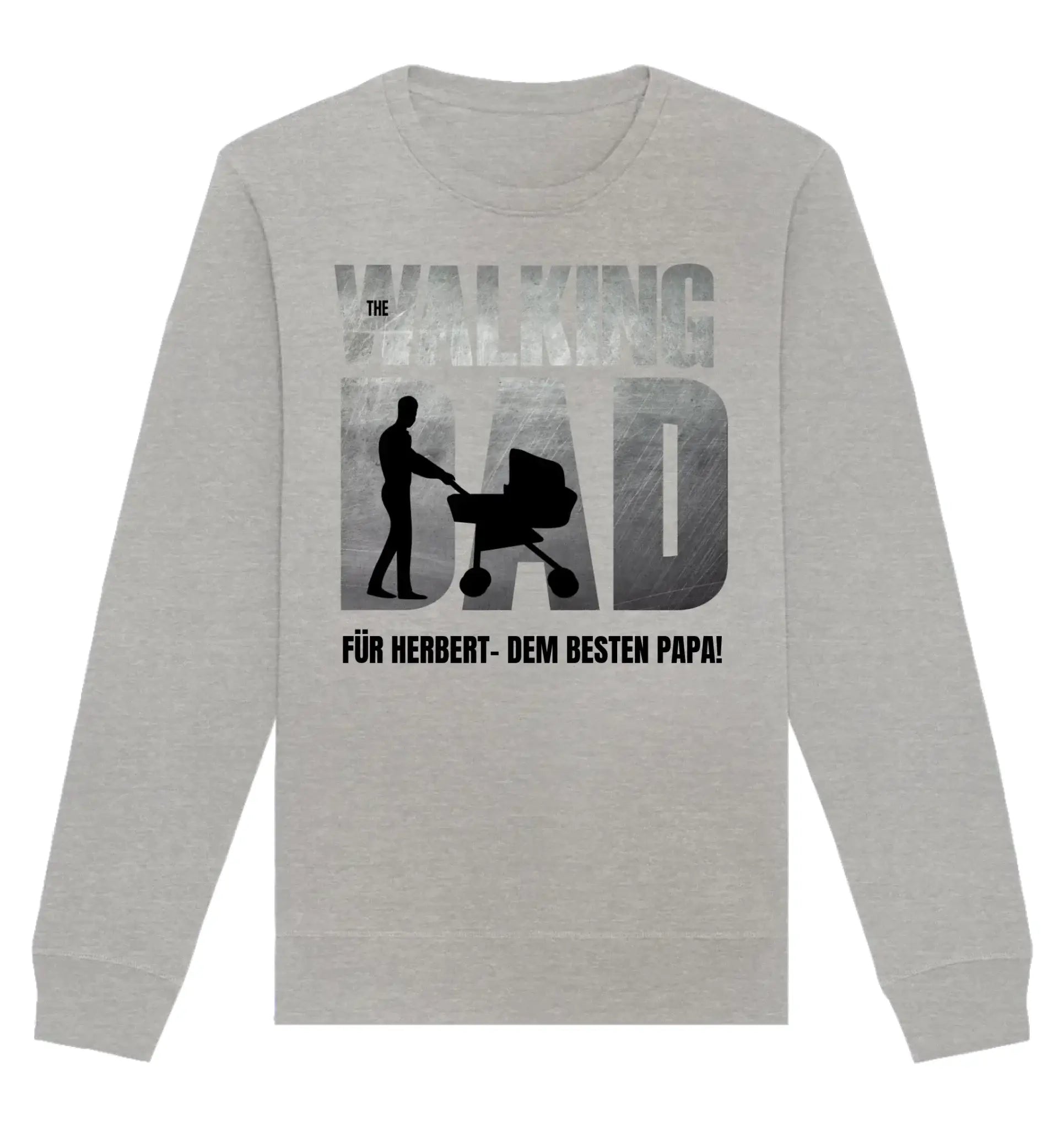 Heather grauer langarm sweatshirt mit walking dad grafik und deutschem text perfektes vatertagsgeschenk