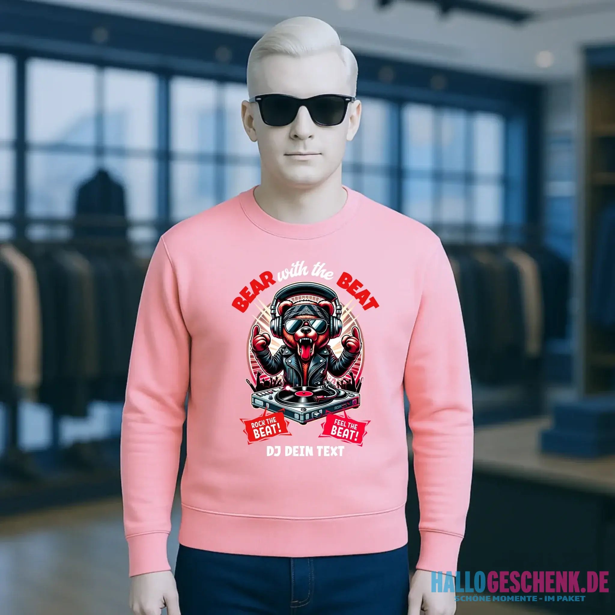 Feel the beat • DJ Dein Text • Musik • Music • Hip Hop • Rnb • Techno • House • Charts • Unisex Sweatshirt Bio-Baumwolle in 4 Farben XS-3XL • personalisiert