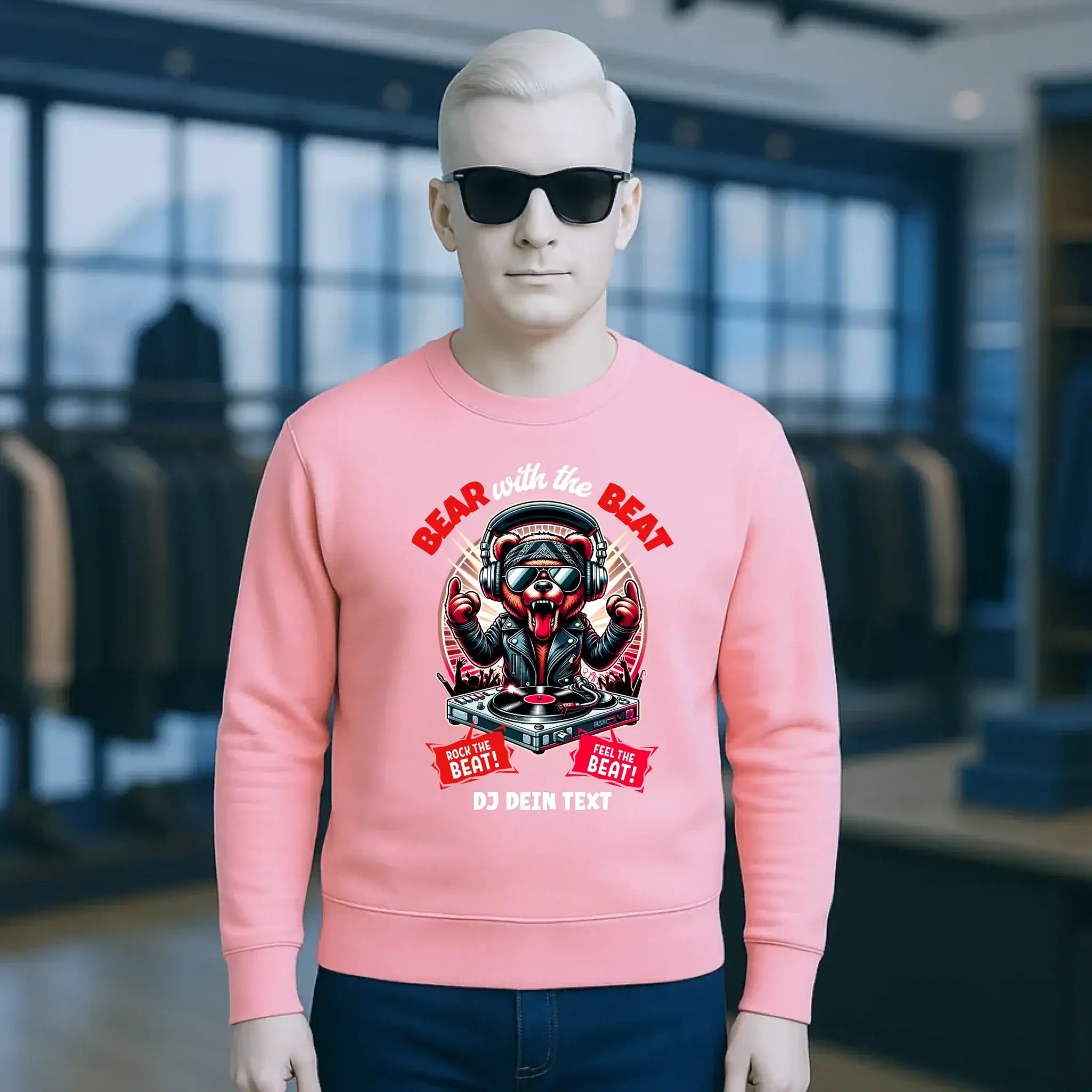 Feel the beat • DJ Dein Text • Musik • Music • Hip Hop • Rnb • Techno • House • Charts • Unisex Sweatshirt Bio-Baumwolle in 4 Farben XS-3XL • personalisiert