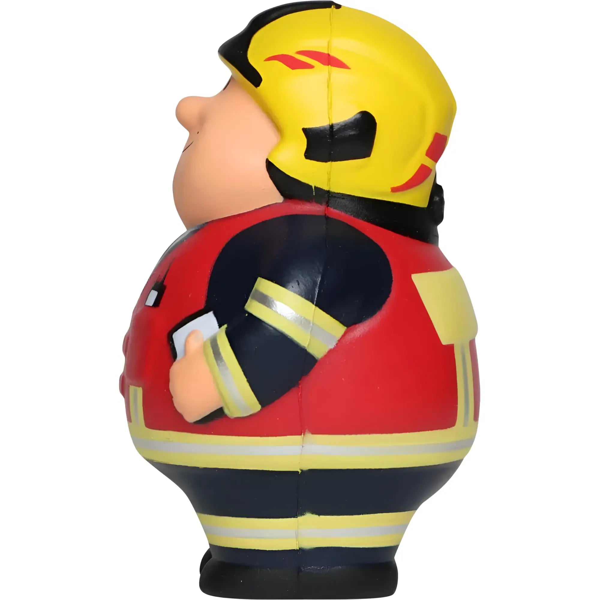 Feuer bert 2.0 feuerwehrmann stressball in gelb und rot mit helm und uniform zum knautschen und stress abbauen