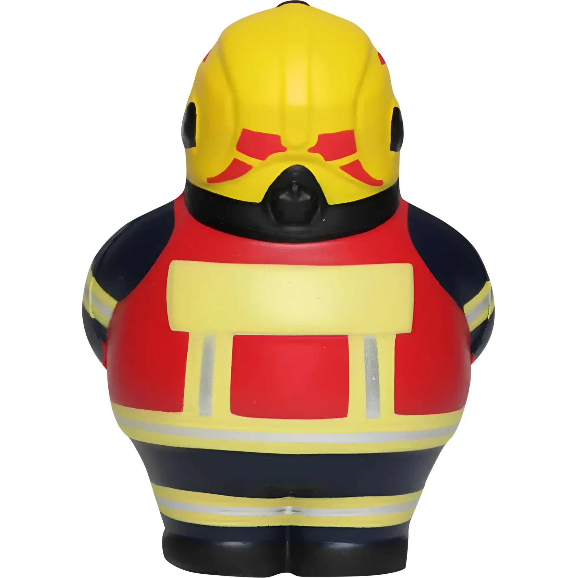 Gelb-roter feuerwehrmann-fe stressball mit schwarzen akzenten von feuer bert 2.0 als knautscher gegen stress