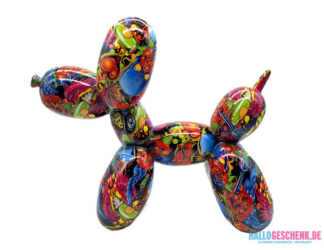 Figur: Ballonhund „Street Art“ • Kunstharz • bunt • 25×28×11 cm • Gilde - Figur