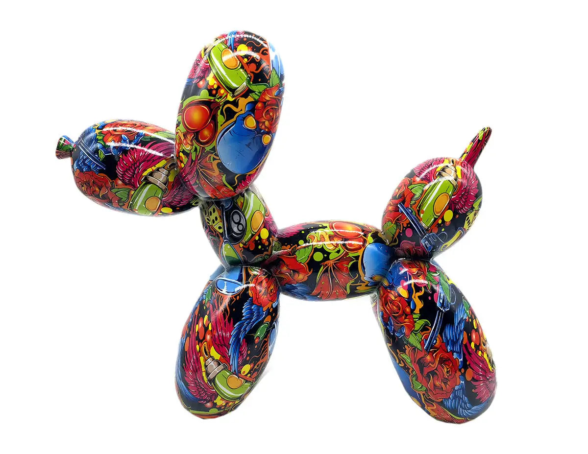 Figur: Ballonhund „Street Art“ • Kunstharz • bunt • 25×28×11 cm • Gilde - Figur