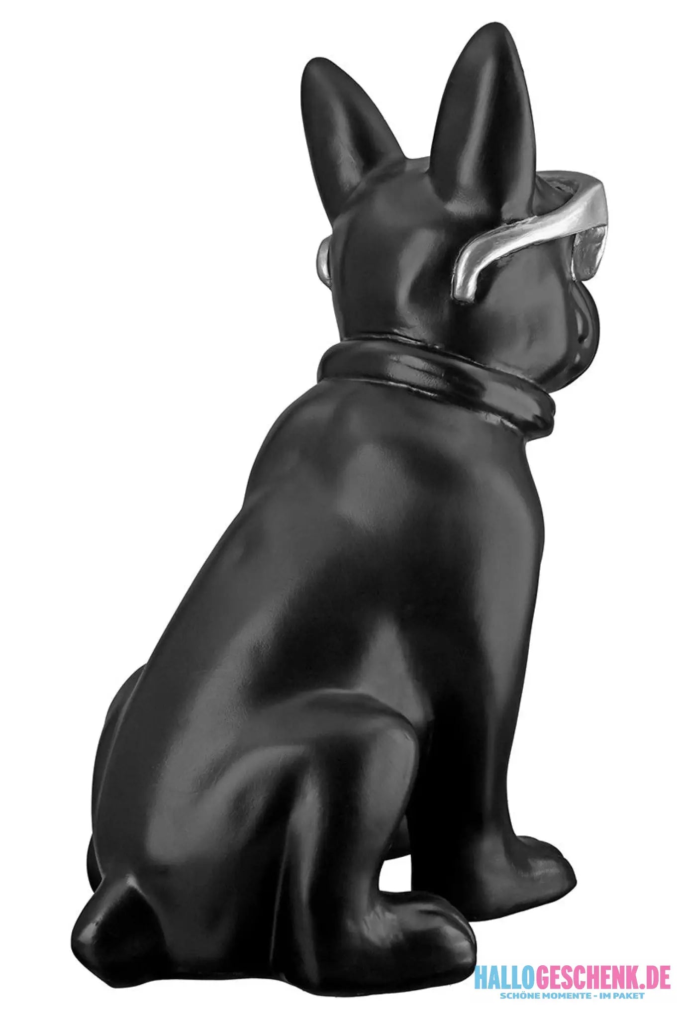 Figur: Bulldogge „Cool Dog“ • Kunstharz • Schwarz / Silber • 35×18×24,5 cm • Gilde - Figur