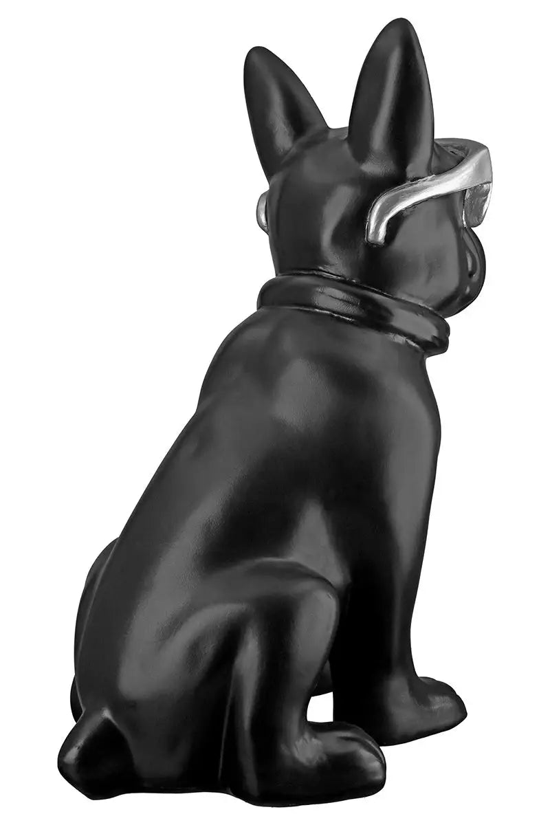 Figur: Bulldogge „Cool Dog“ • Kunstharz • Schwarz / Silber • 35×18×24,5 cm • Gilde - Figur