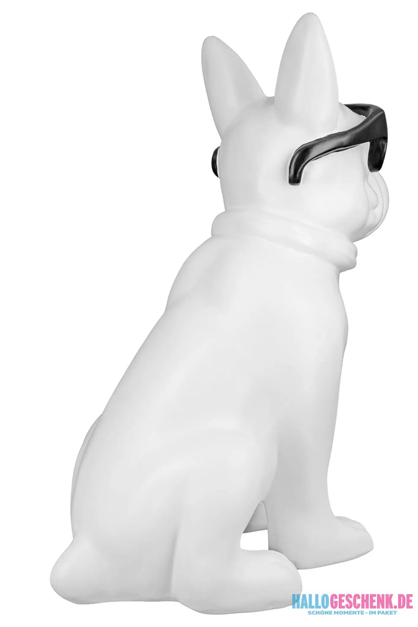 Figur: Bulldogge „Cool Dog“ • Kunstharz • Weiß / Schwarz • 35×18×24,5 cm • Gilde - Figur