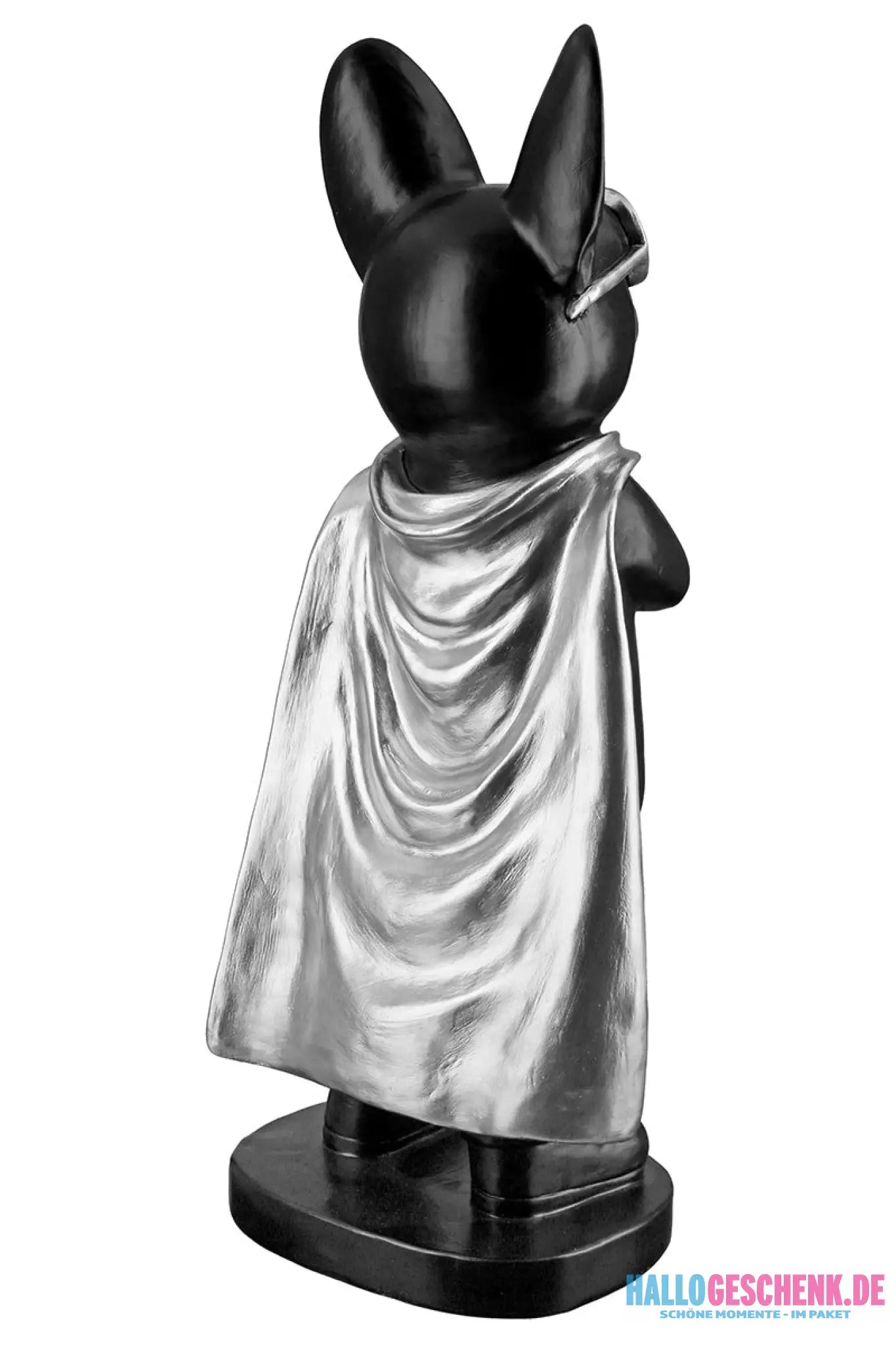 Figur: Bulldogge „Hero Dog“ • Kunstharz • Schwarz/ Silber • 32,5x13x10 cm • Gilde - Figur