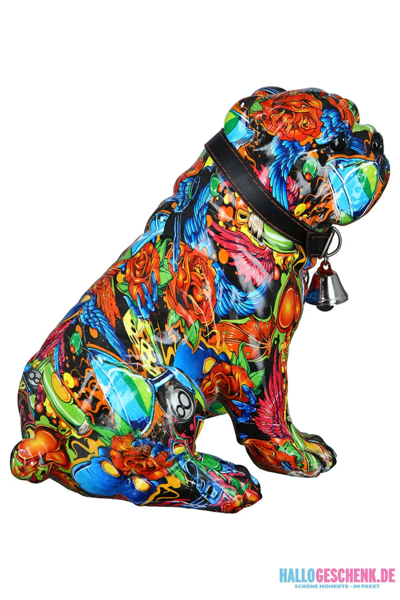 Figur: Bulldogge „Street Art 2“ • Kunstharz • mehrfarbig • 23x22x17 cm • Gilde - Figur