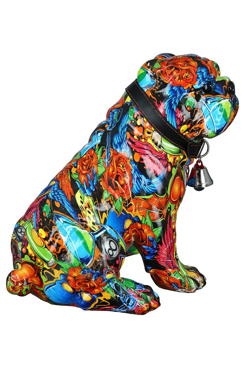 Figur: Bulldogge „Street Art 2“ • Kunstharz • mehrfarbig • 23x22x17 cm • Gilde - Figur