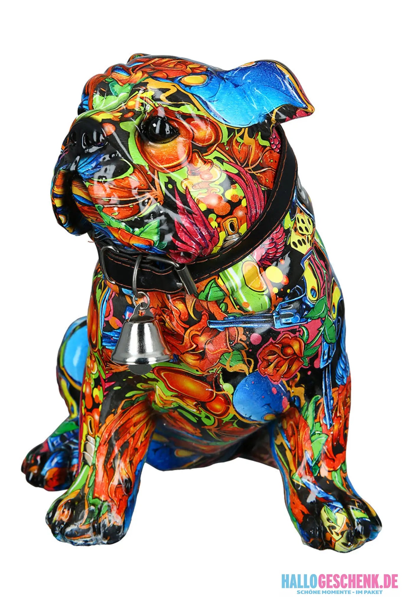 Figur: Bulldogge „Street Art 2“ • Kunstharz • mehrfarbig • 23x22x17 cm • Gilde - Figur