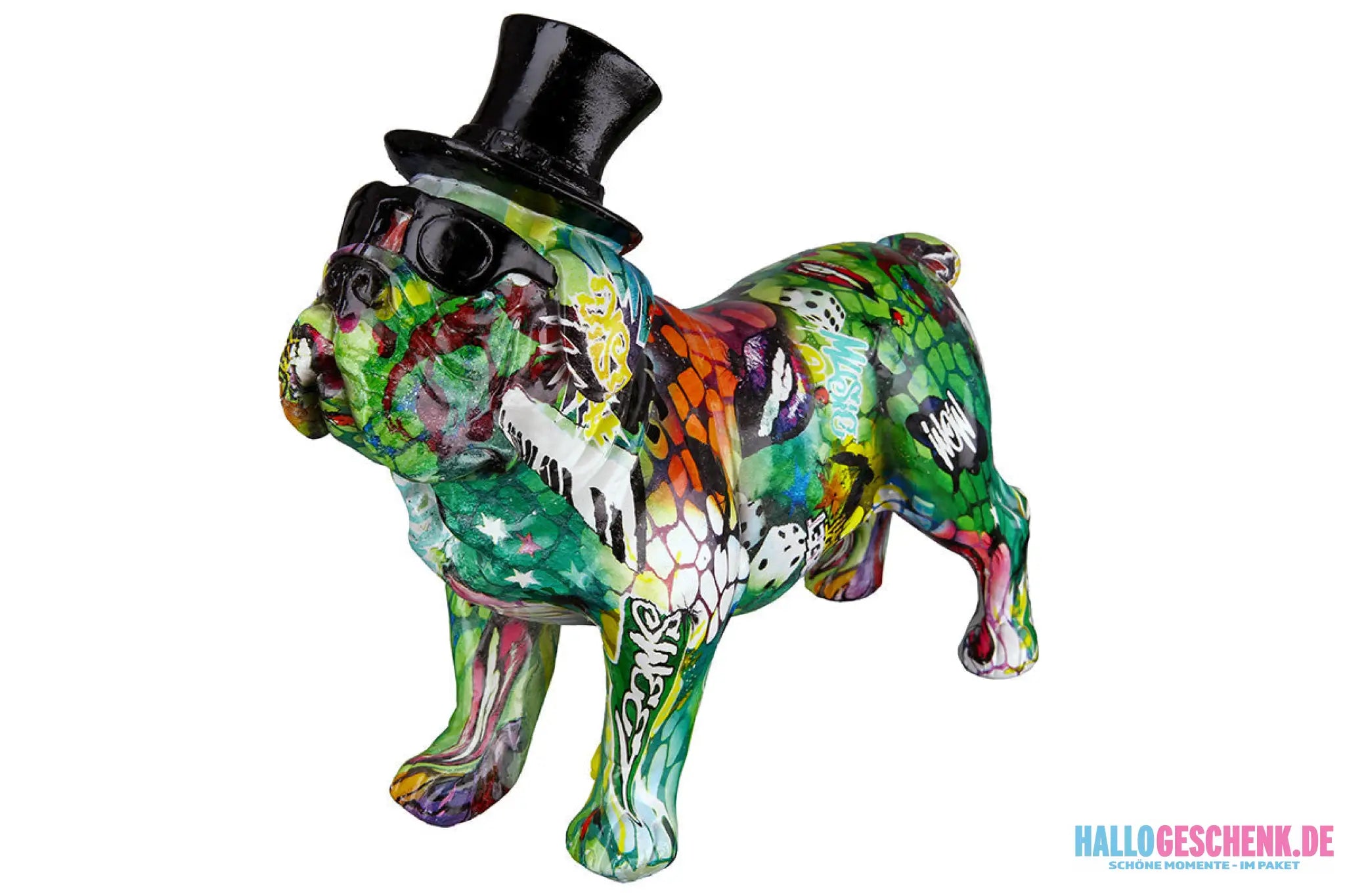 Figur: Bulldogge „Street Art 3“ • Kunstharz • mehrfarbig • 24×27×10 cm • Gilde - Figur