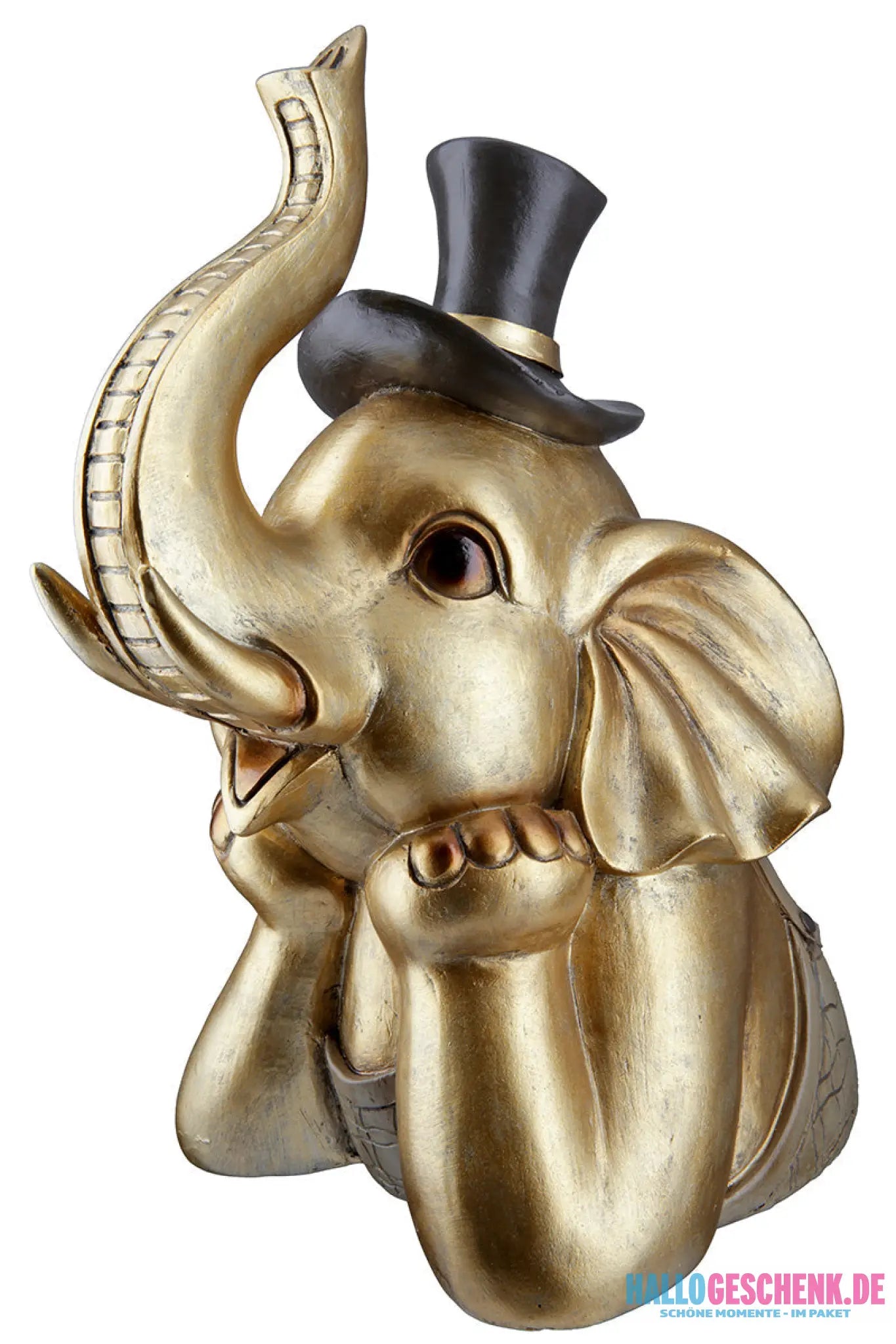 Figur: Elefant „Maroni“ – Kunstharz • goldfarben • 29×15×24 cm • Gilde - Figur