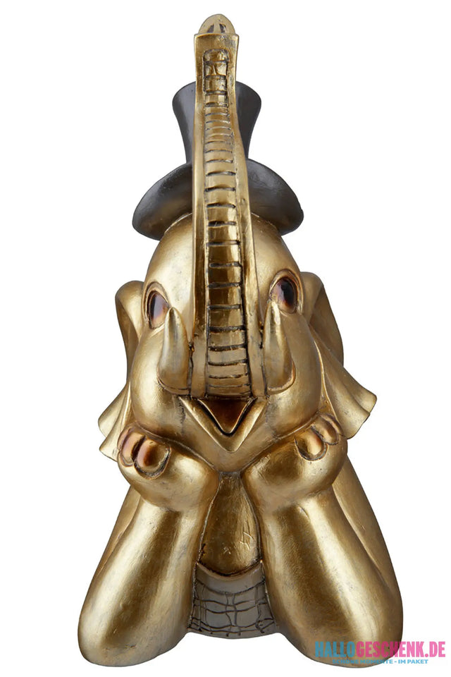 Figur: Elefant „Maroni“ – Kunstharz • goldfarben • 29×15×24 cm • Gilde - Figur