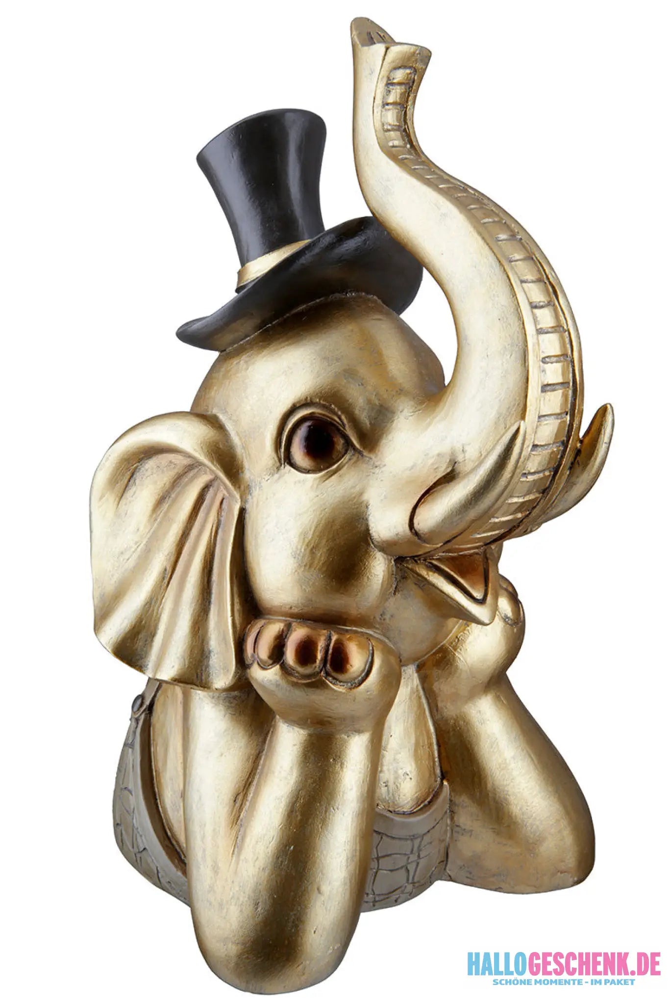 Figur: Elefant „Maroni“ – Kunstharz • goldfarben • 29×15×24 cm • Gilde - Figur