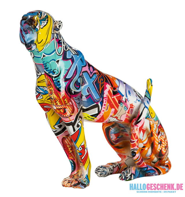 Figur: Gepard „Street Art 1“ • Kunstharz • mehrfarbig • 33×33×10 cm • Gilde - Figur