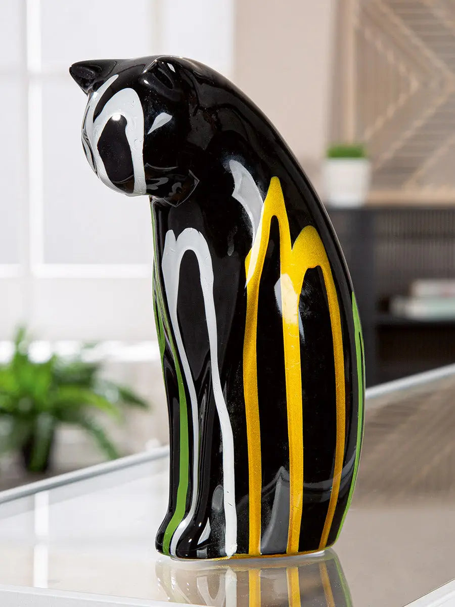 Figur: Katze „Scuro“ – 2-teiliges Set • Keramik • Schwarz • 22x14x8 cm • Gilde - Figur
